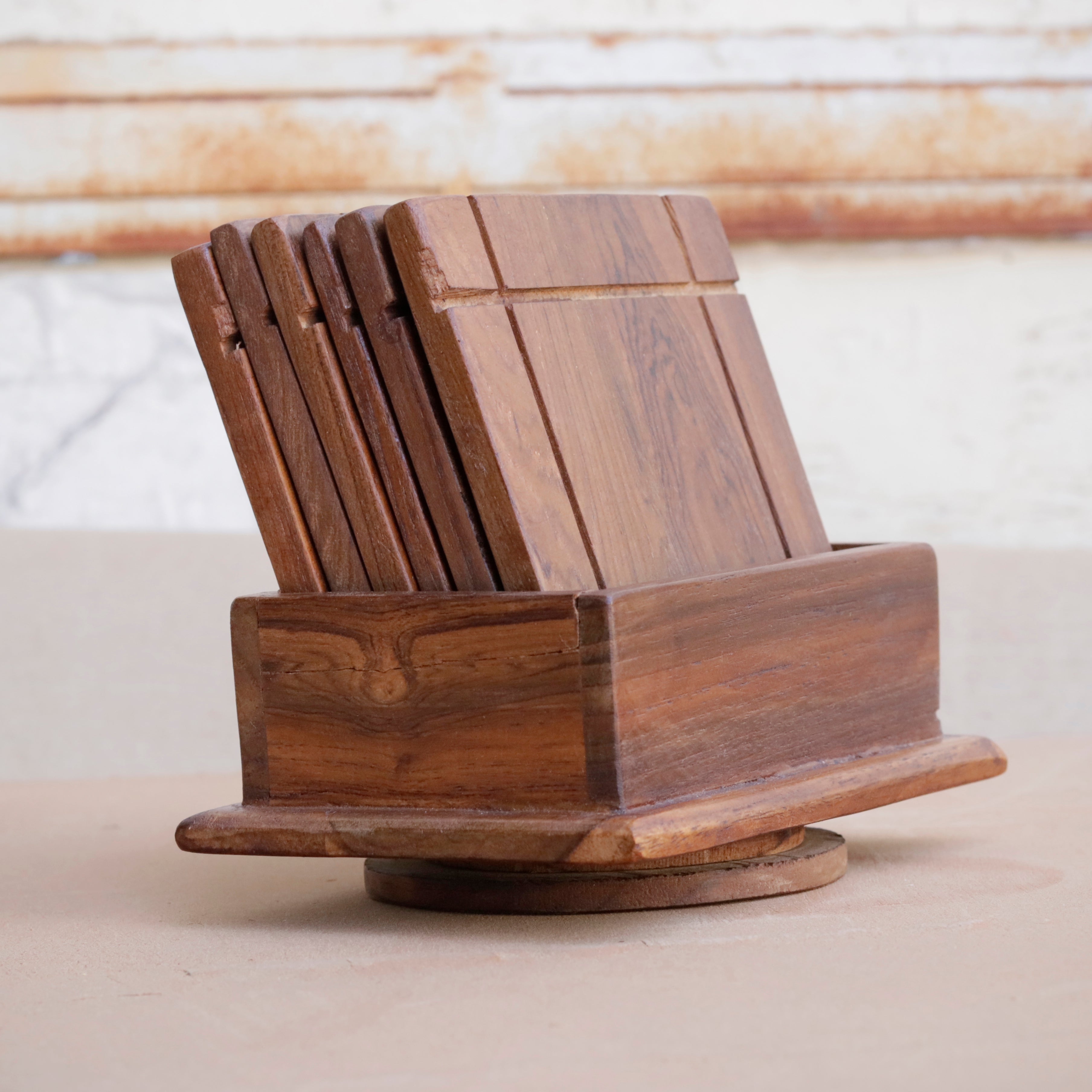(Set of 6) Teak Wood Tea Coaster Coaster