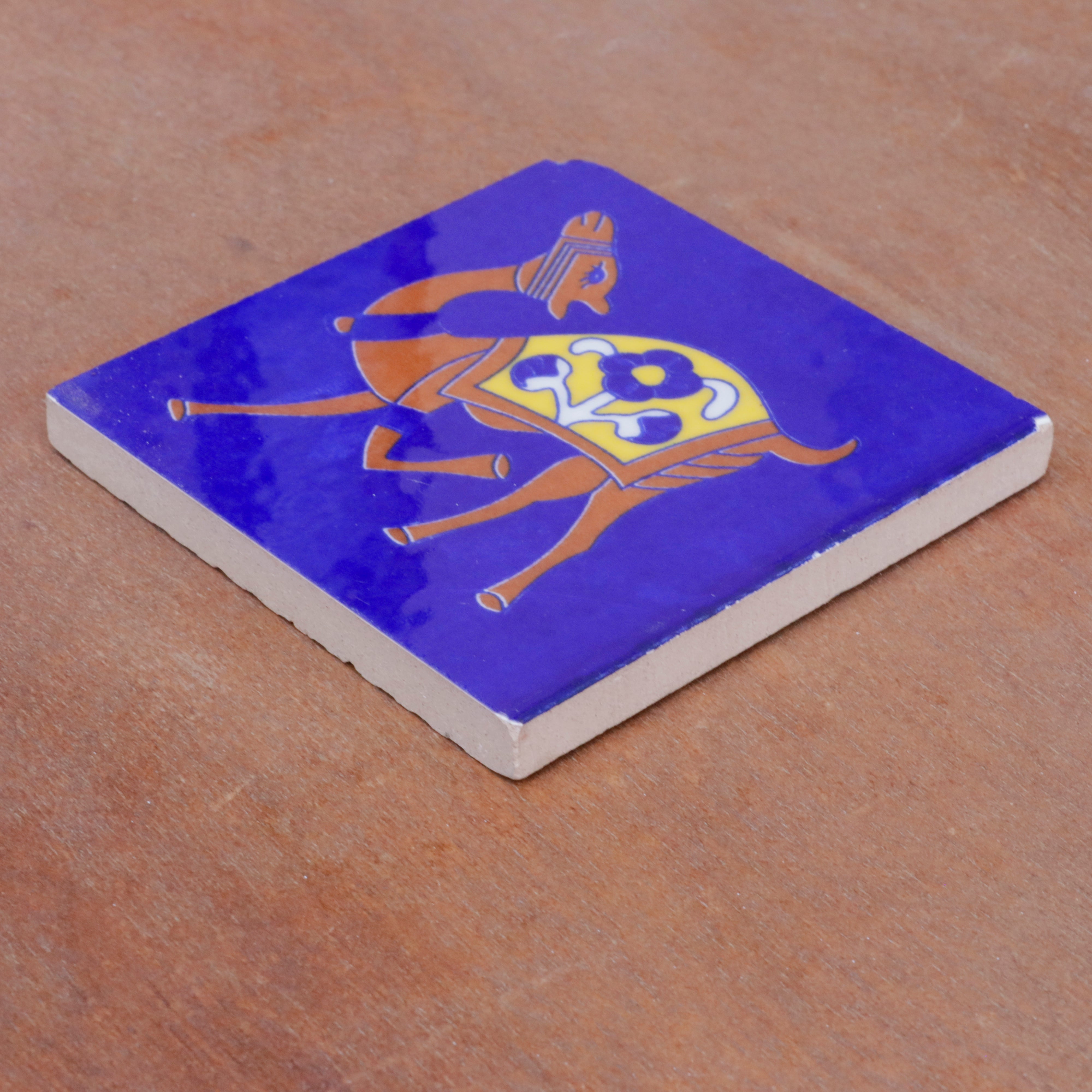 Montage Blue Dancing Camel Designed Square Ceramic Tile Ceramic Tile