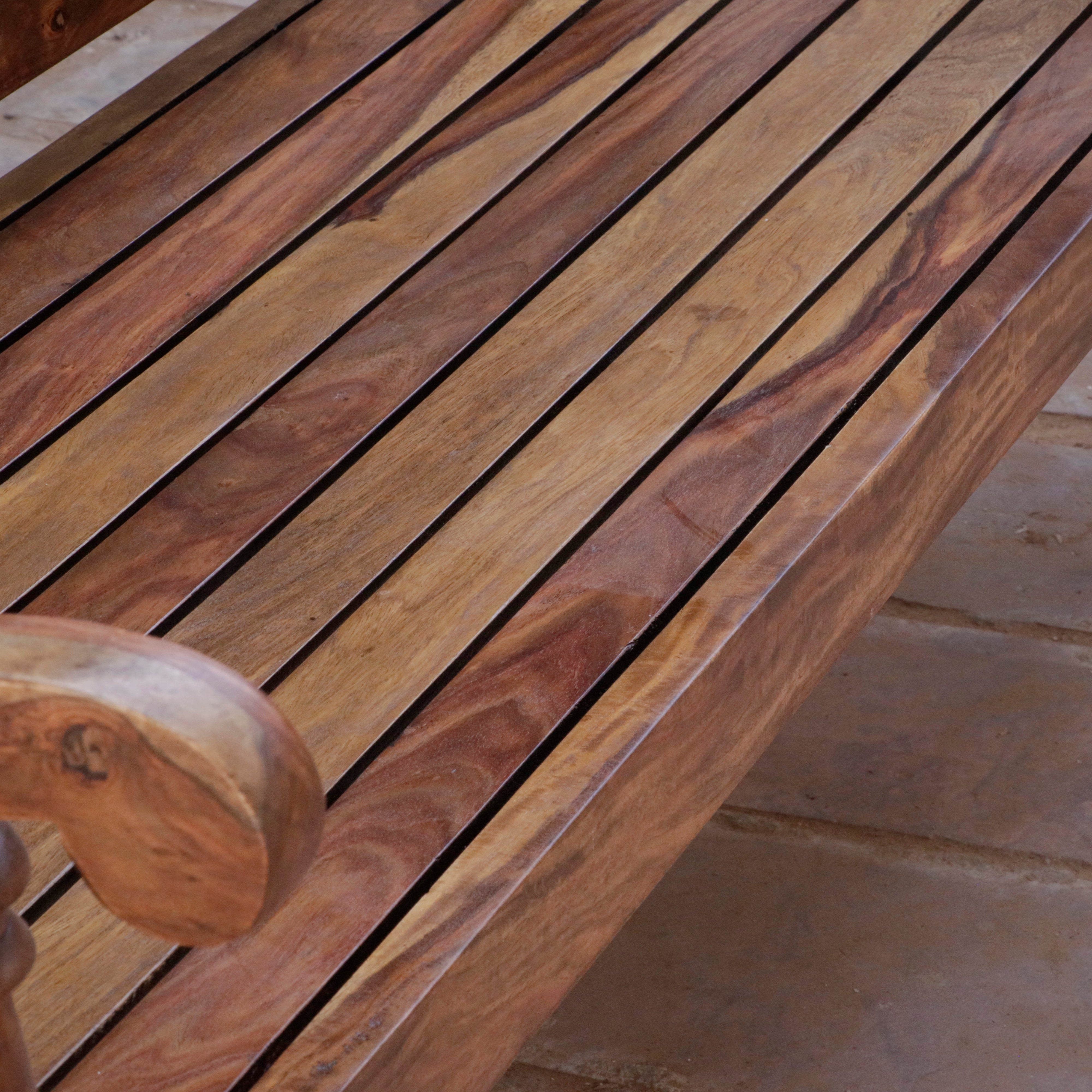 Antique Long Teak Finish Handcrafted Wooden Bench for Home Bench