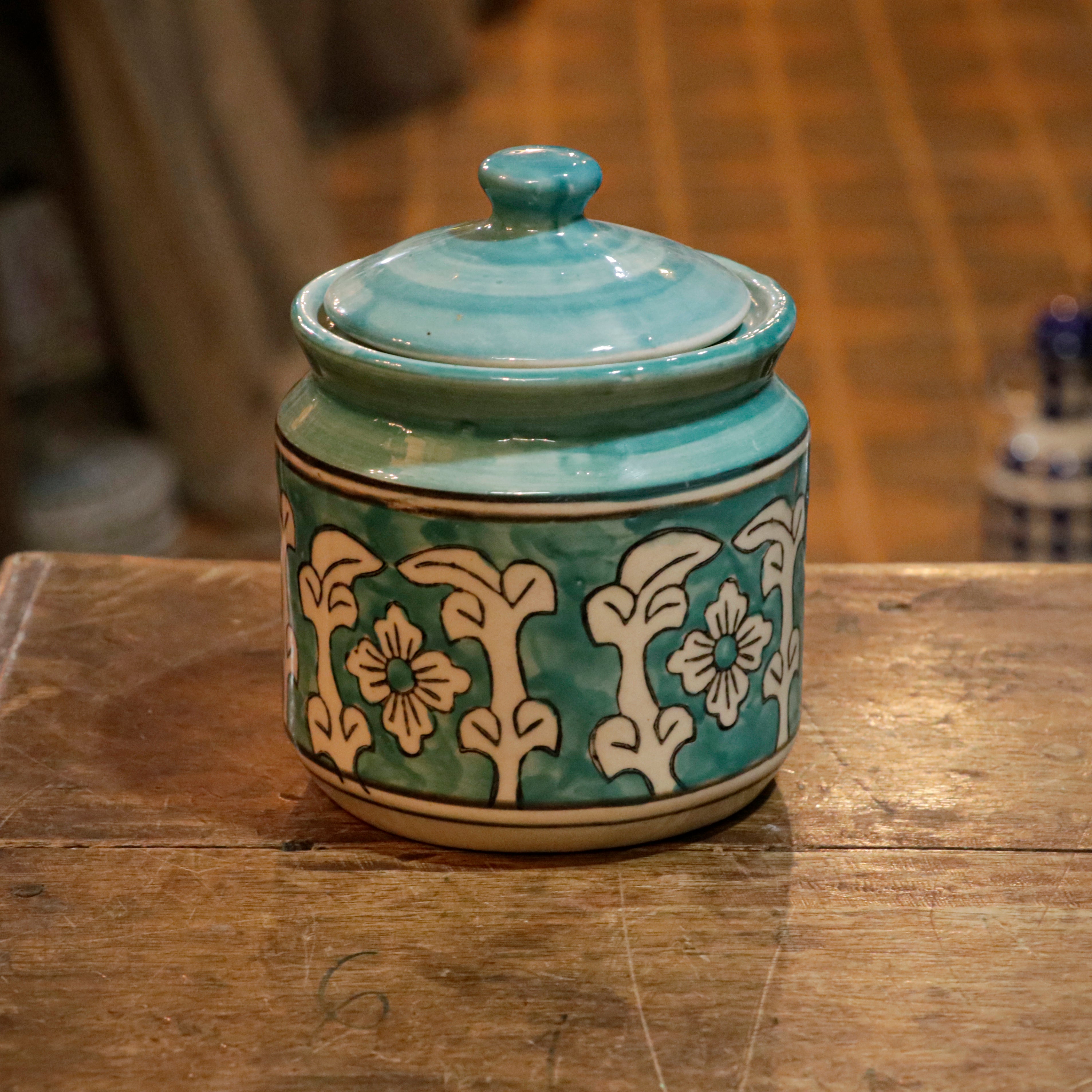 Irish Montage Flower Hand-Painted Ceramic Pickle Storage Jar - Large Ceramic jar
