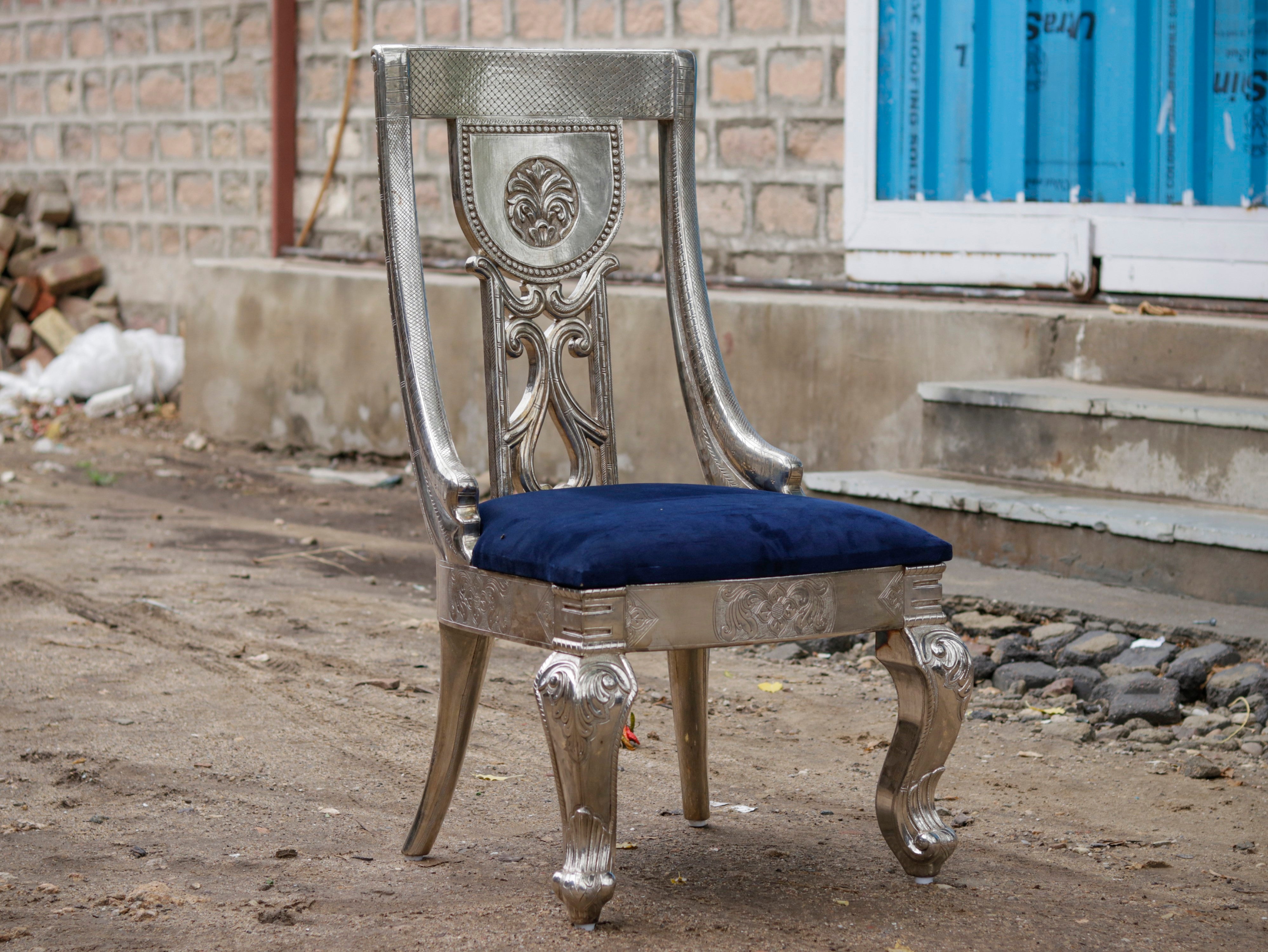 White metal Fitted royal Maharaja Chair Silver Finishing Sofa