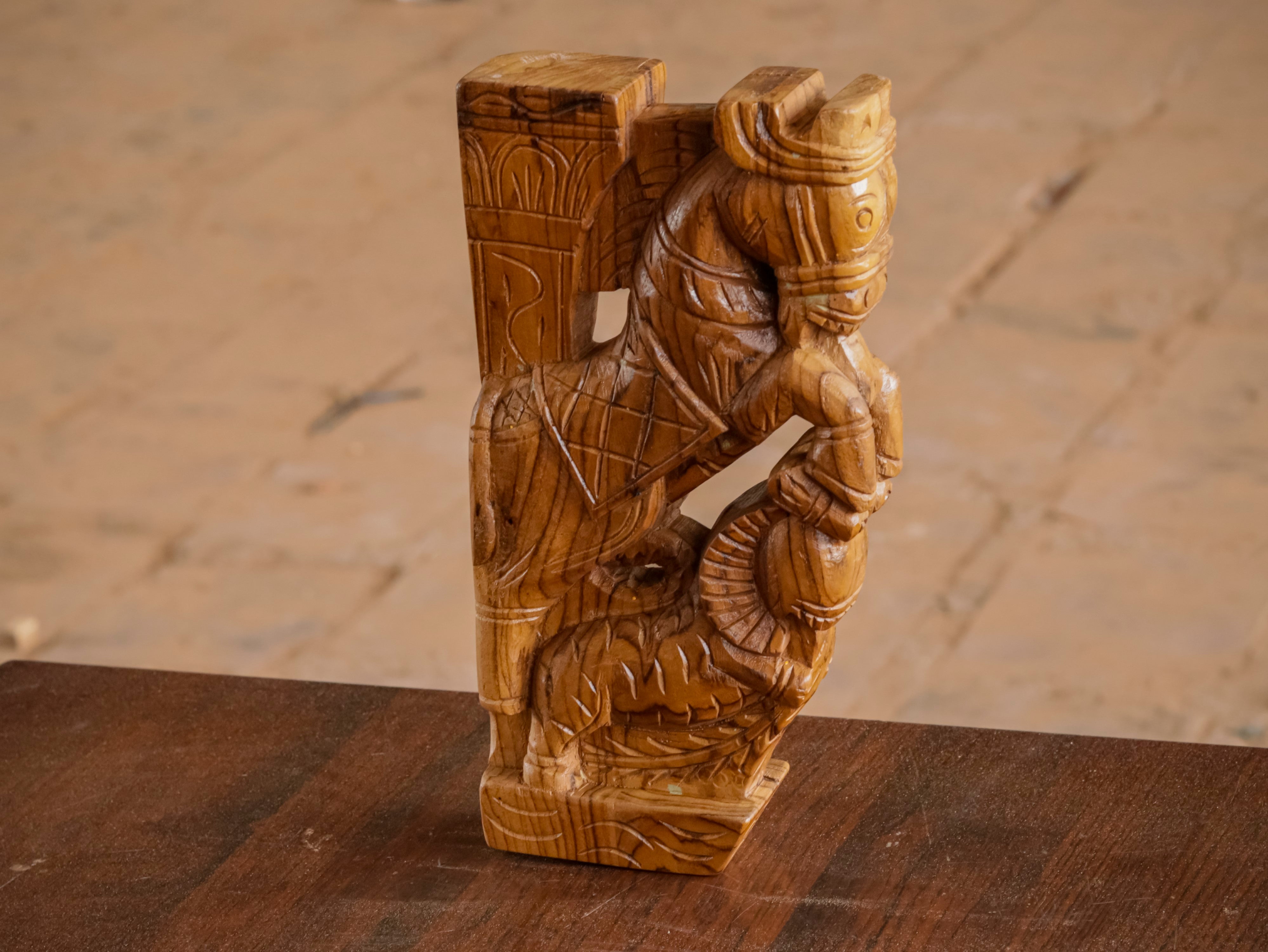 Wooden 1ft horse and Yali Door Bracket Door Bracket