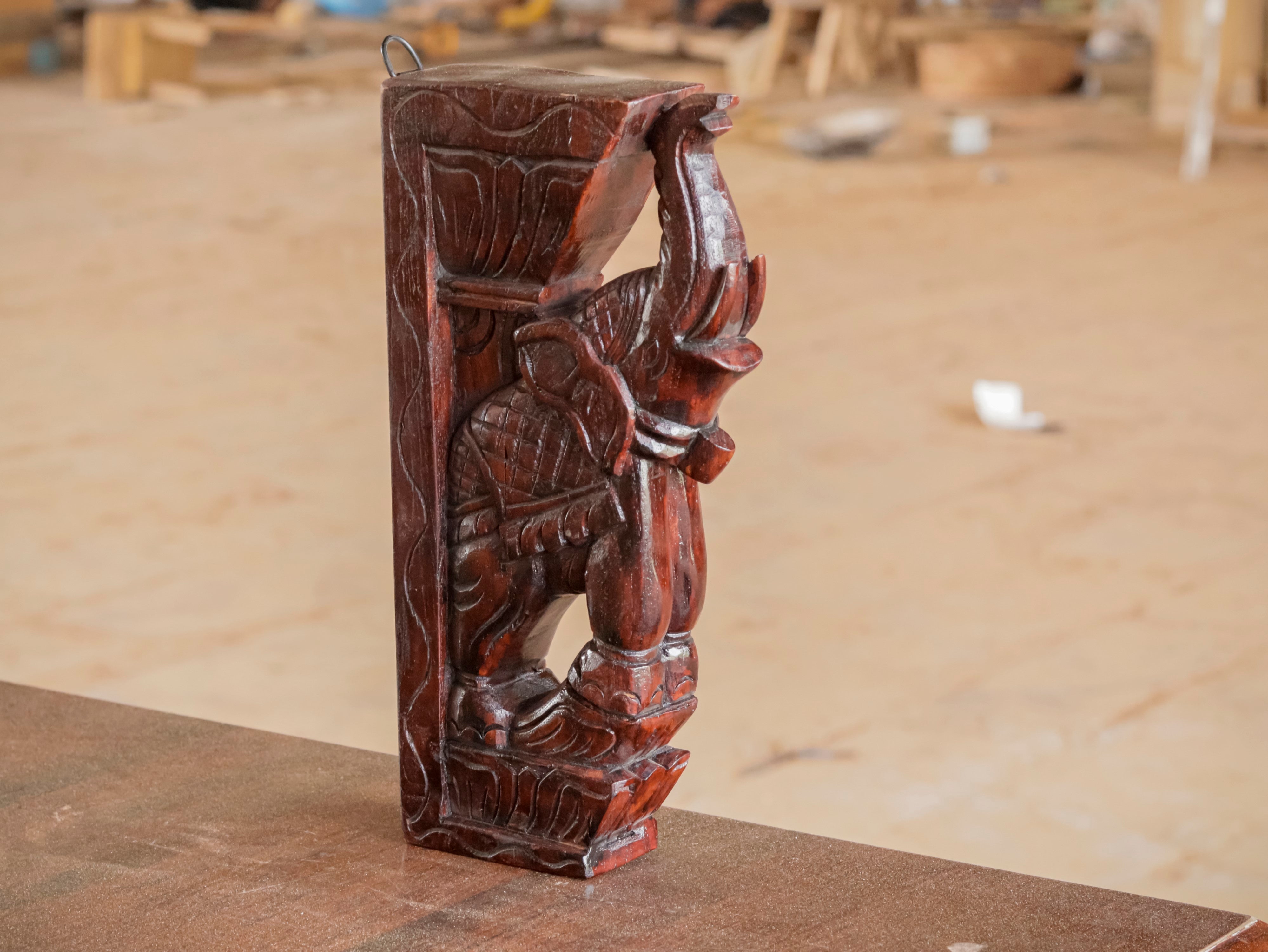 Solid teak elephant dance 1ft height Door bracket Door Bracket