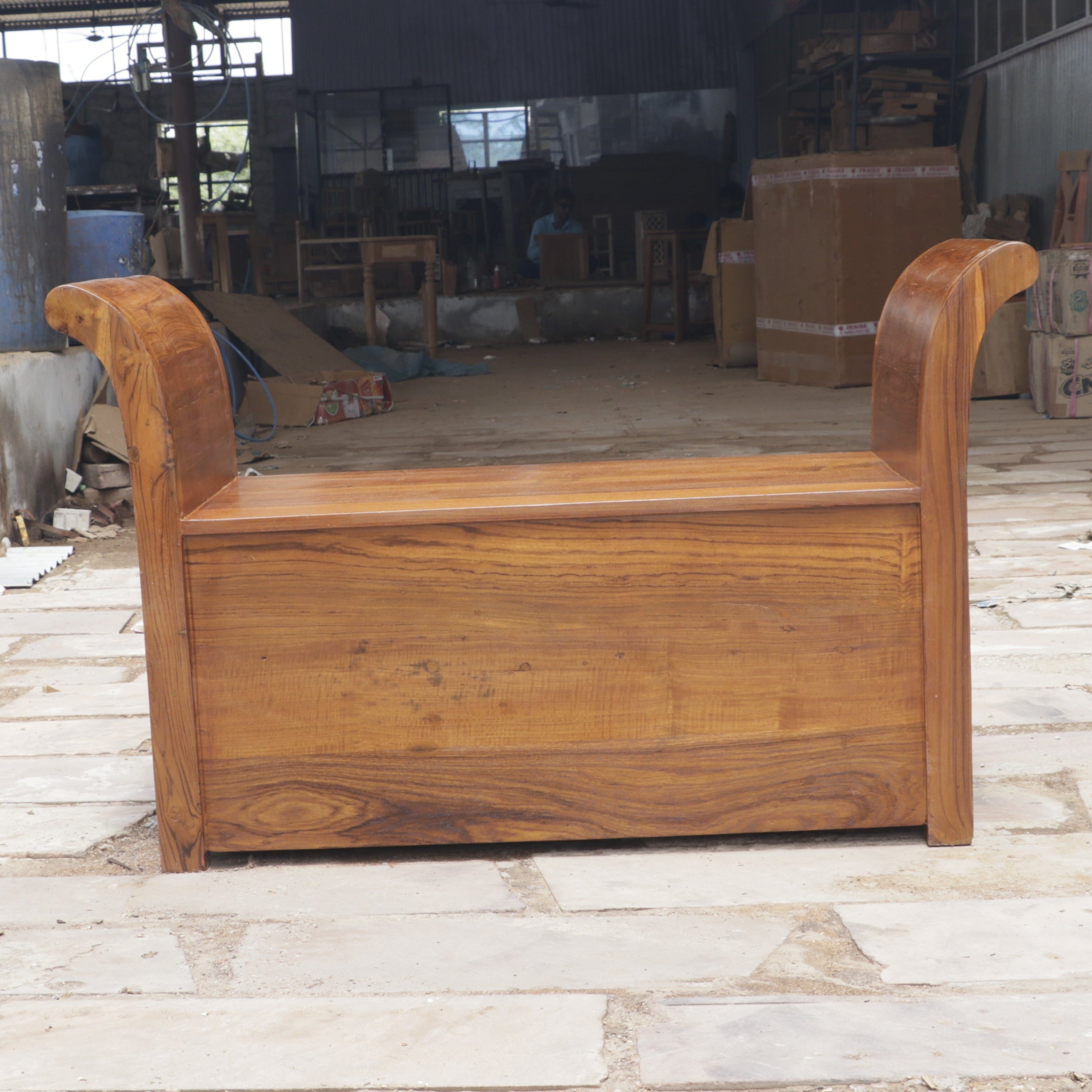 Aesthetic Curved Arm Antique Tiles Wooden Handmade Couch Sofa