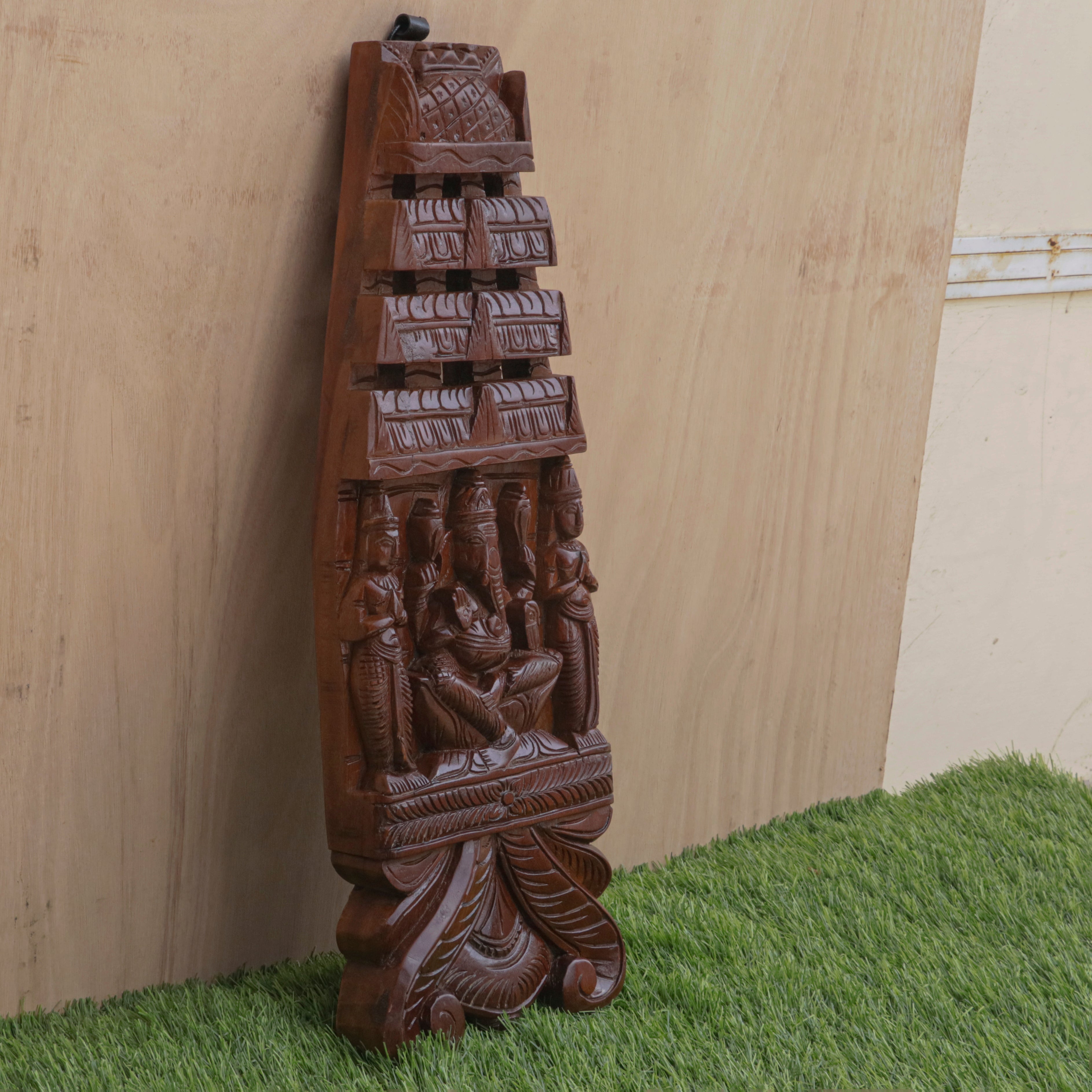 Carved Wooden Ganesh Ji Panel Traditional Décor