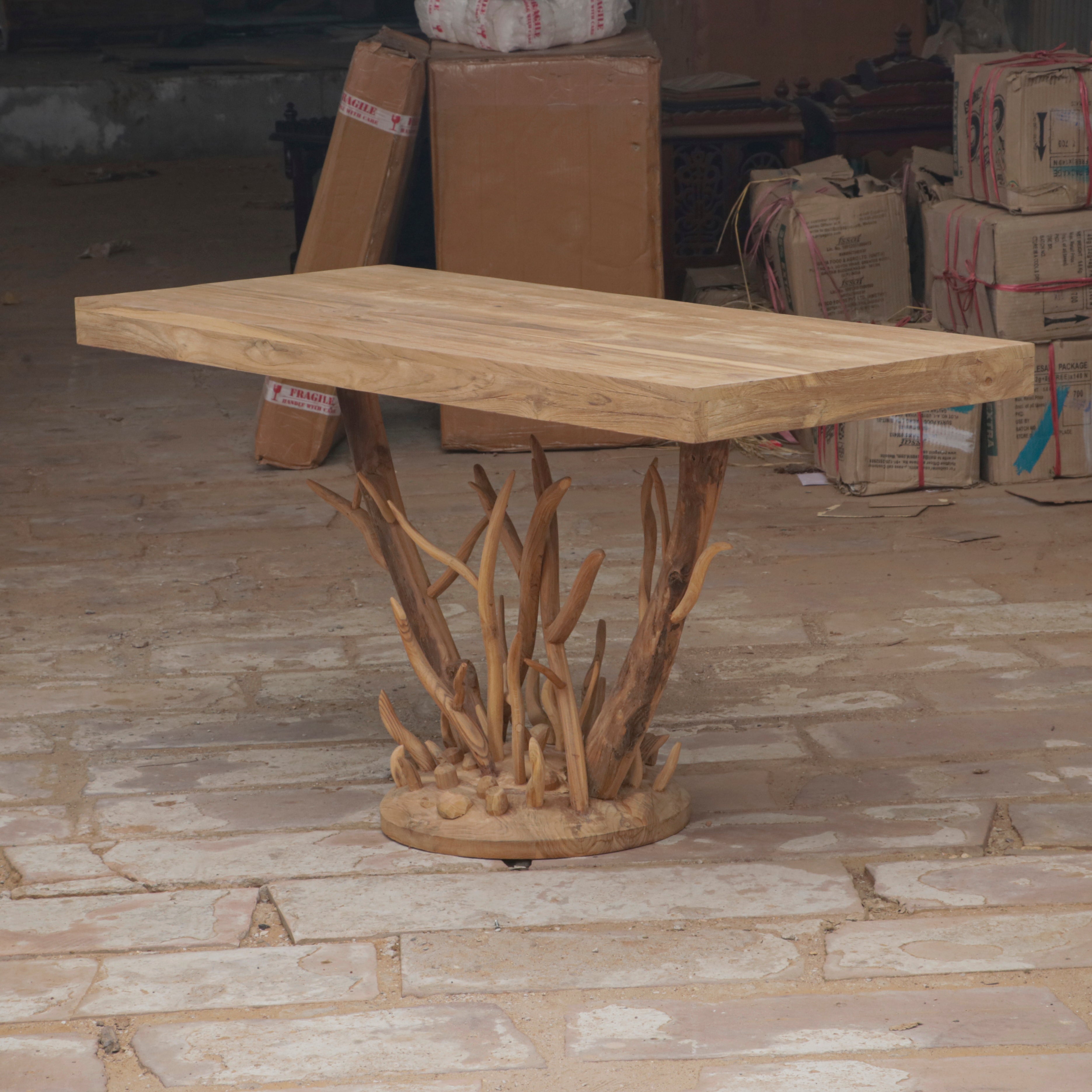 Solid Teak Rustic Root Concept Console Table Dining Table