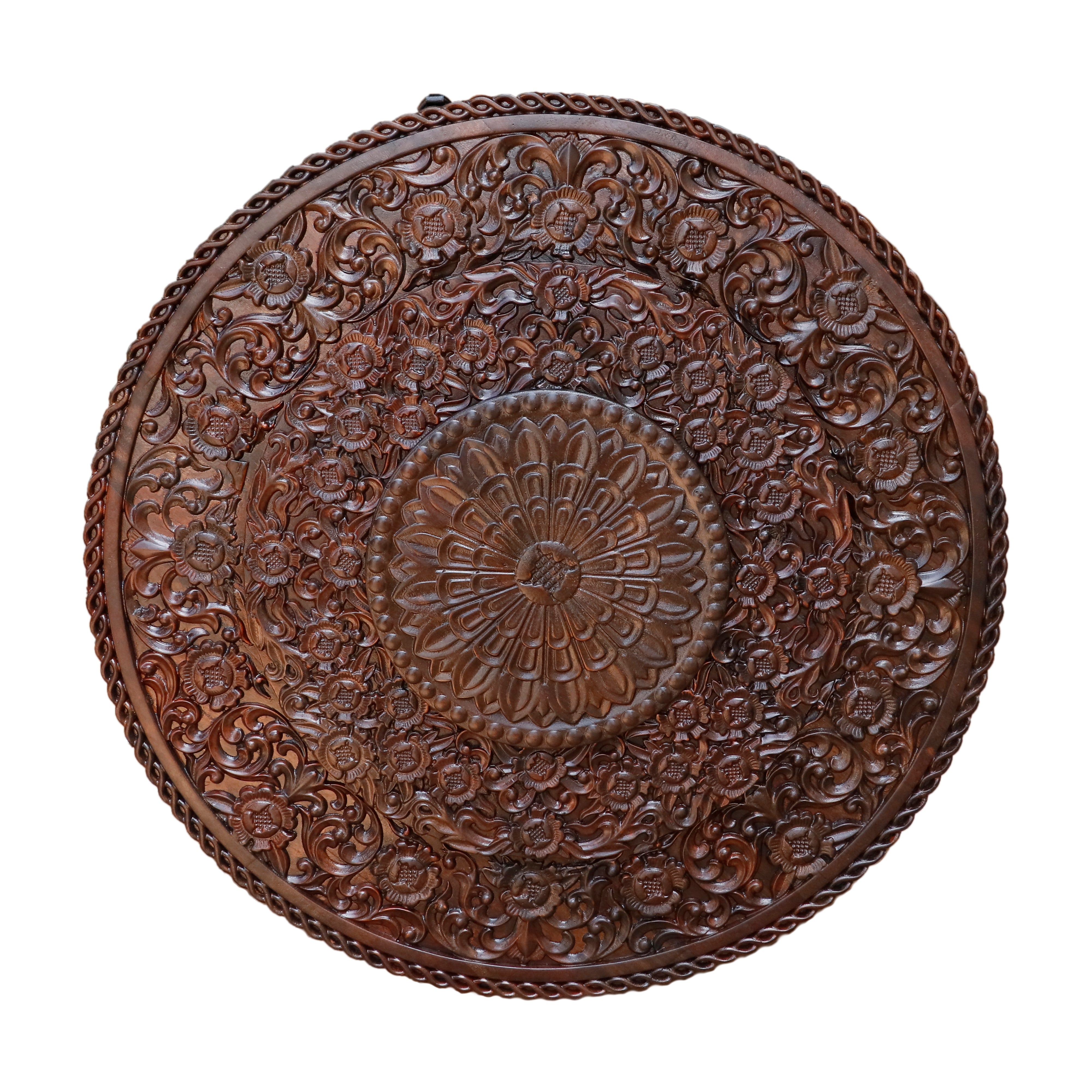 Beautiful Flower Round Carved Wooden Wall Decor Wall Decor
