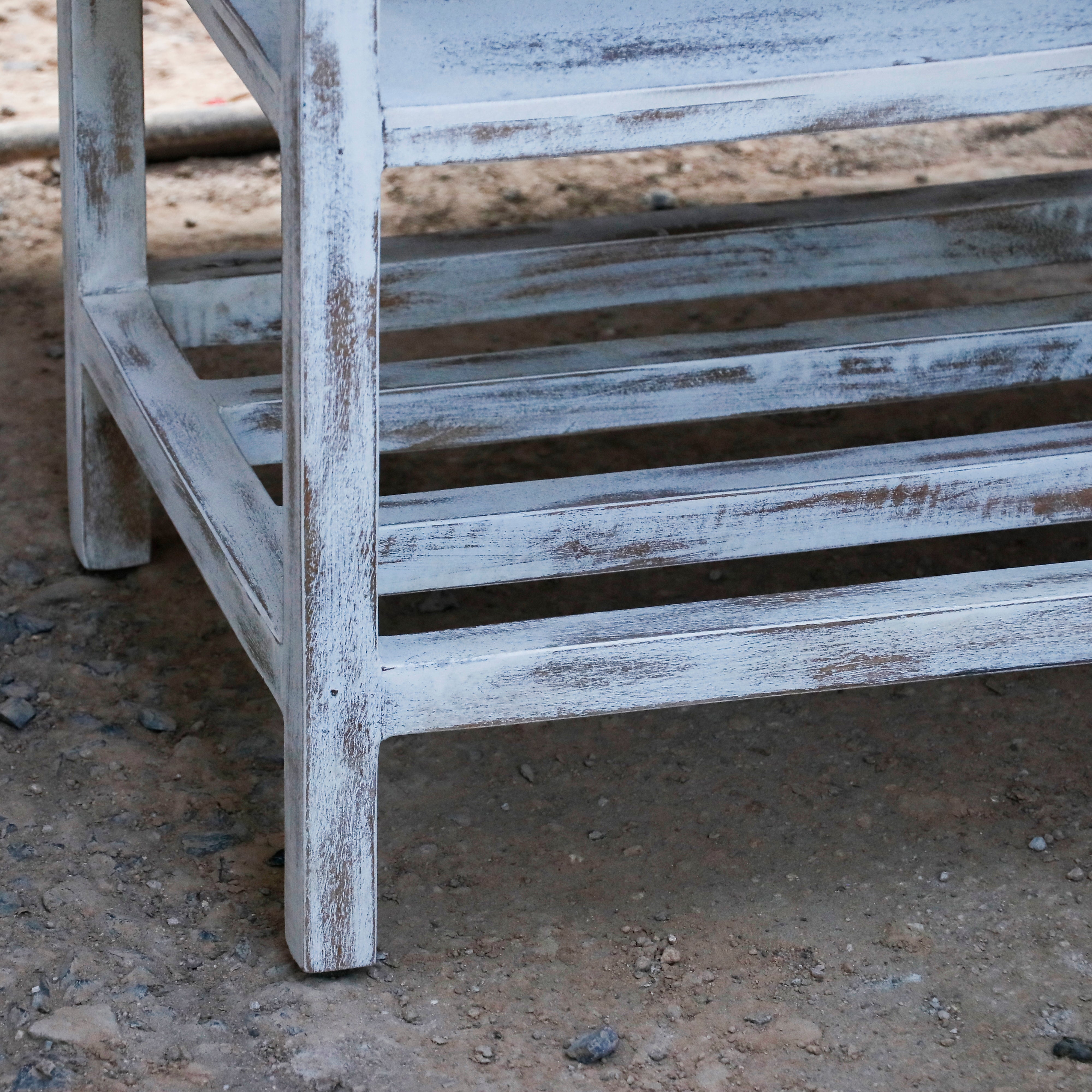 Elegant Premium White Distressed Handmade Accacia Wooden End Table for Home End Table