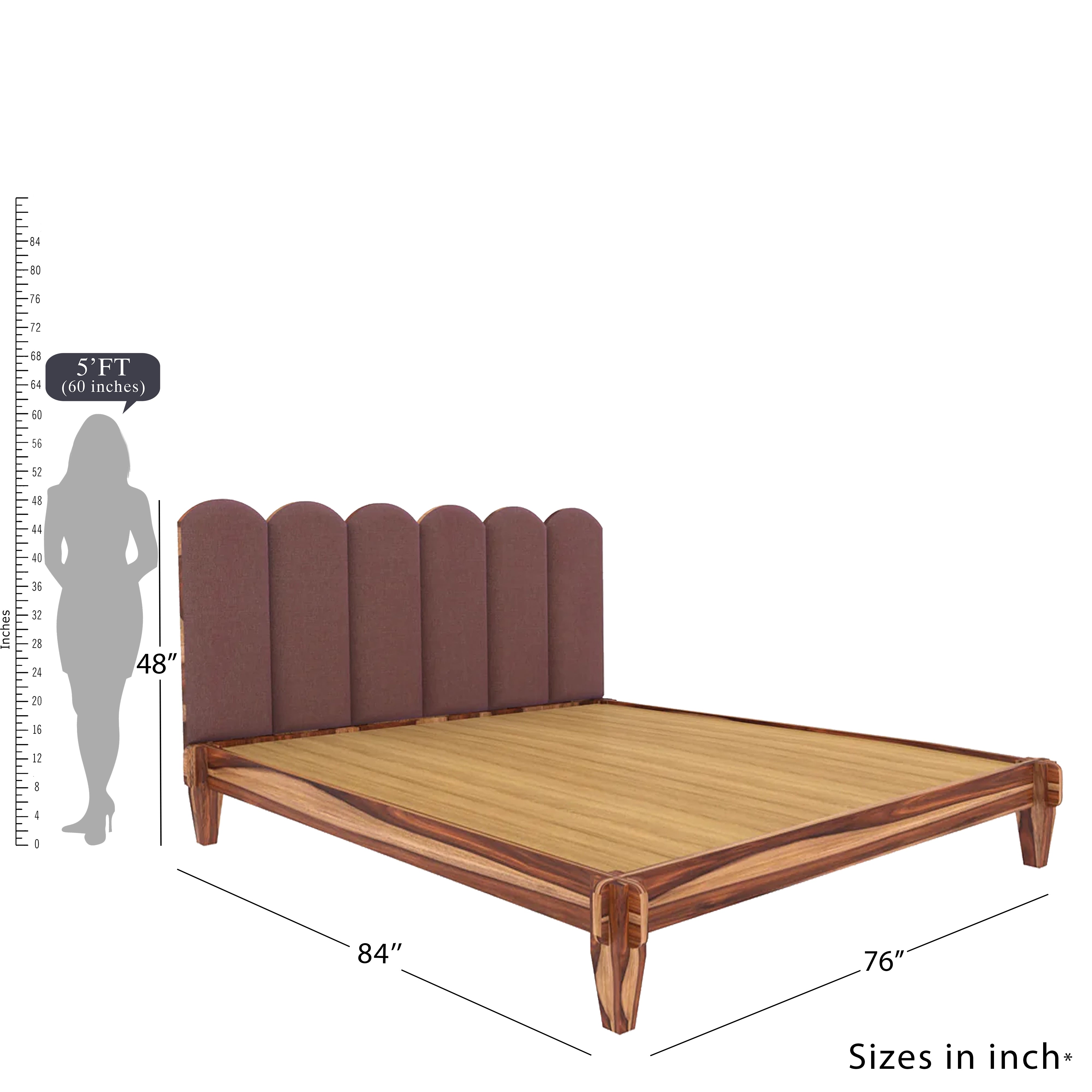 Solid wood upholstered Headboard Classic Design Bed (Teak wood) Bed