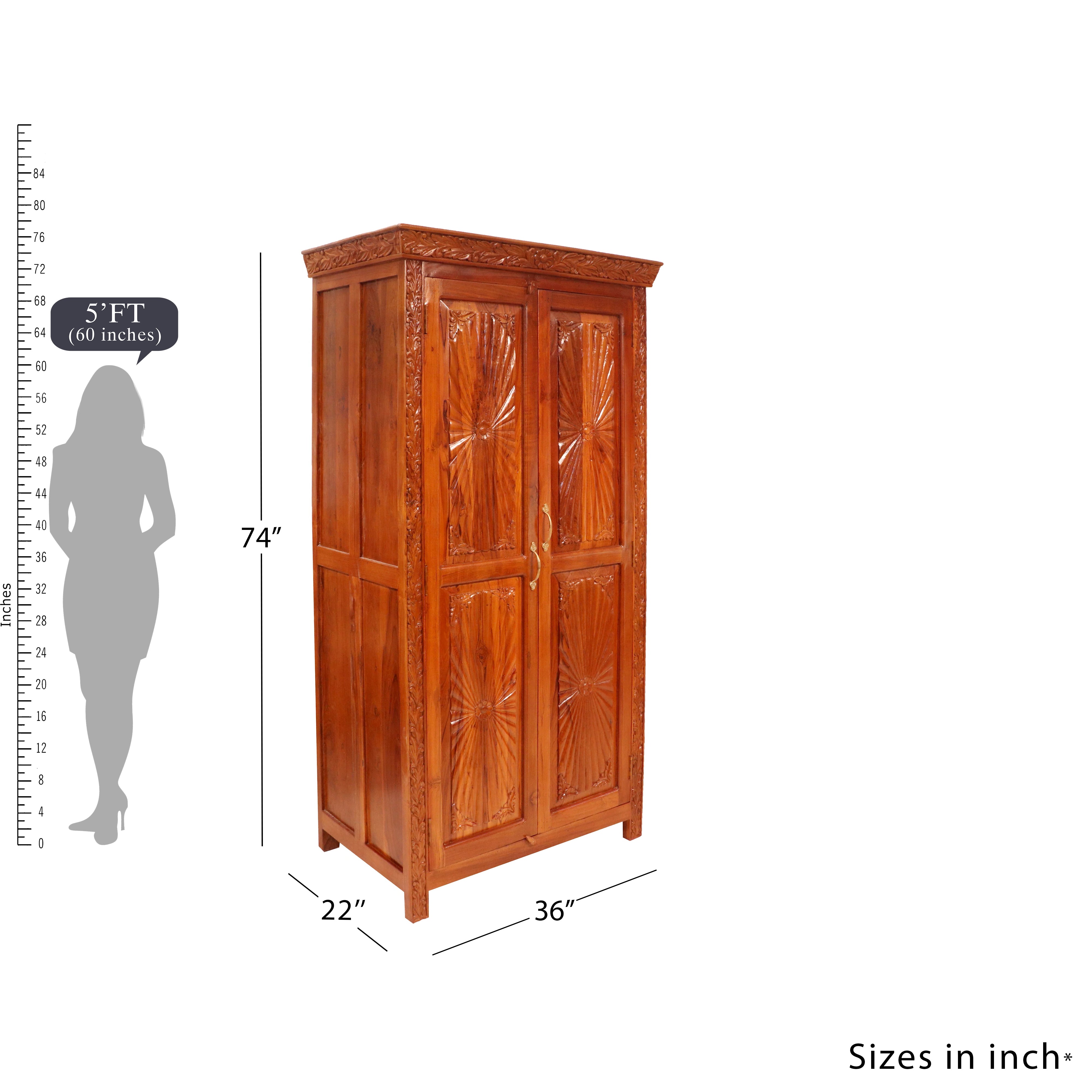 Adorable Decent Storage Vintage Handmade Wooden Large Almirah for Home Wardrobe
