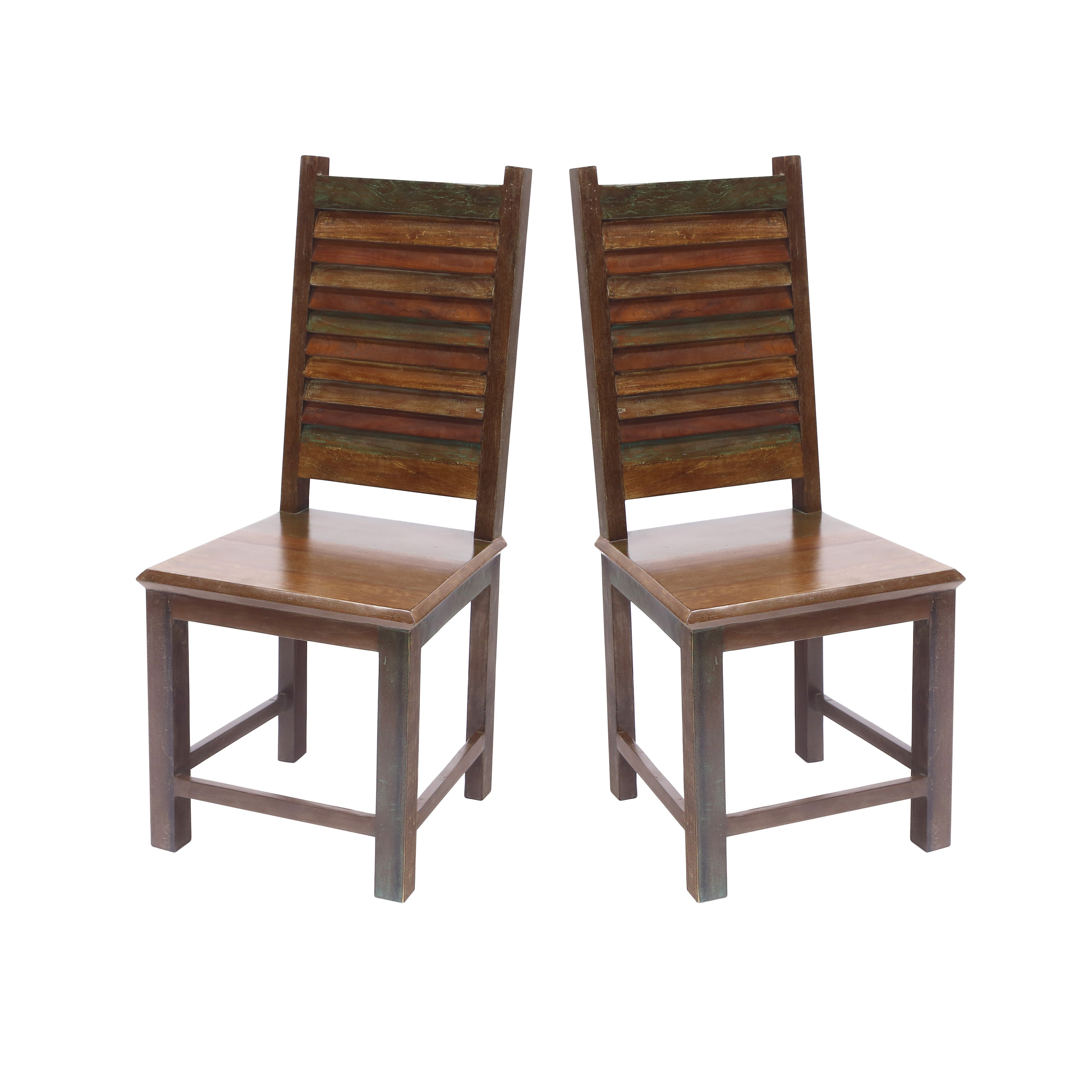 (Set of 2) Shutter Back old colour Wood Chair Dining Chair