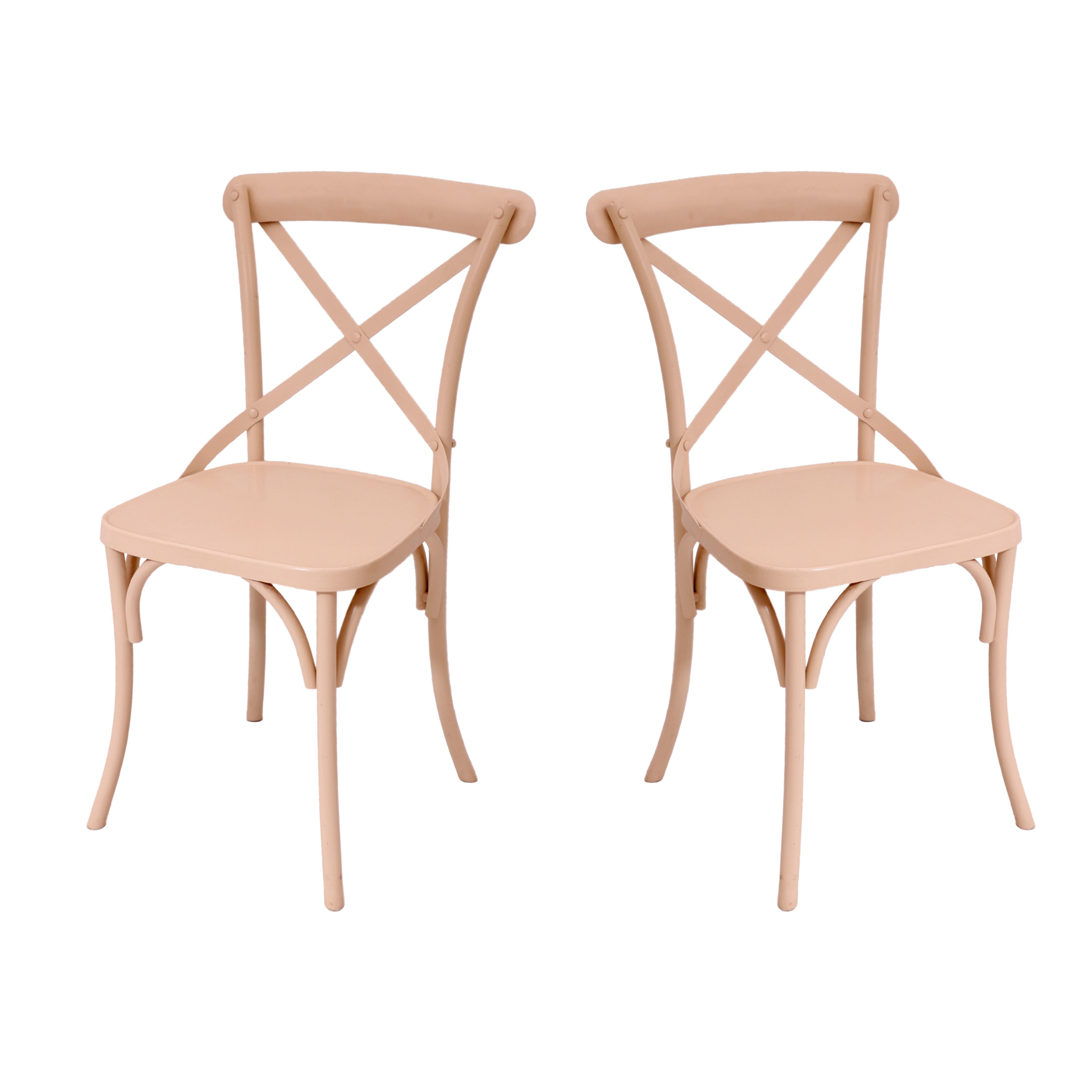 (Set of 2) off White Orange Black Metal Exotic Hue Chair Dining Chair