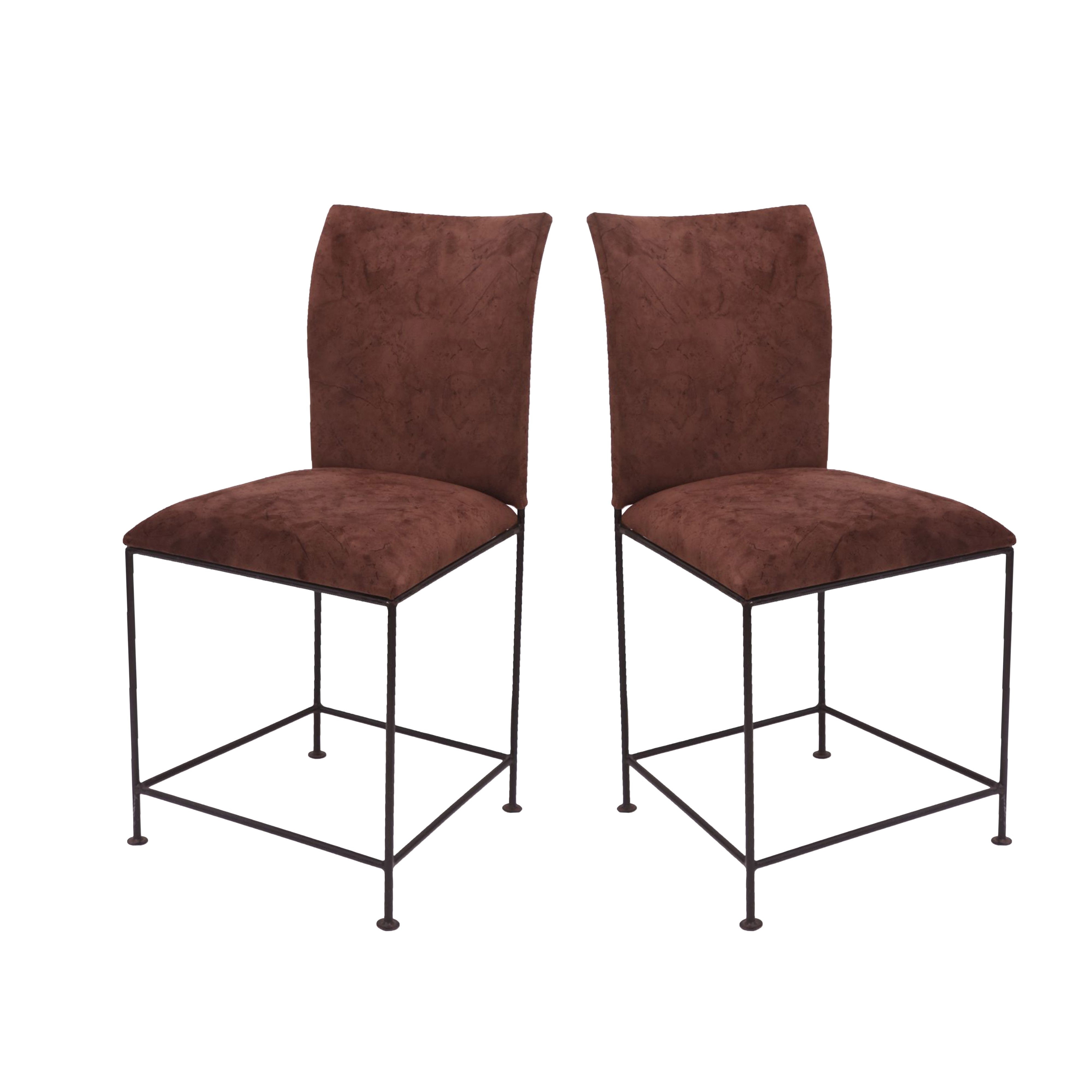 (Set of 2) Handsome Brown Upholstered Chair Dining Chair