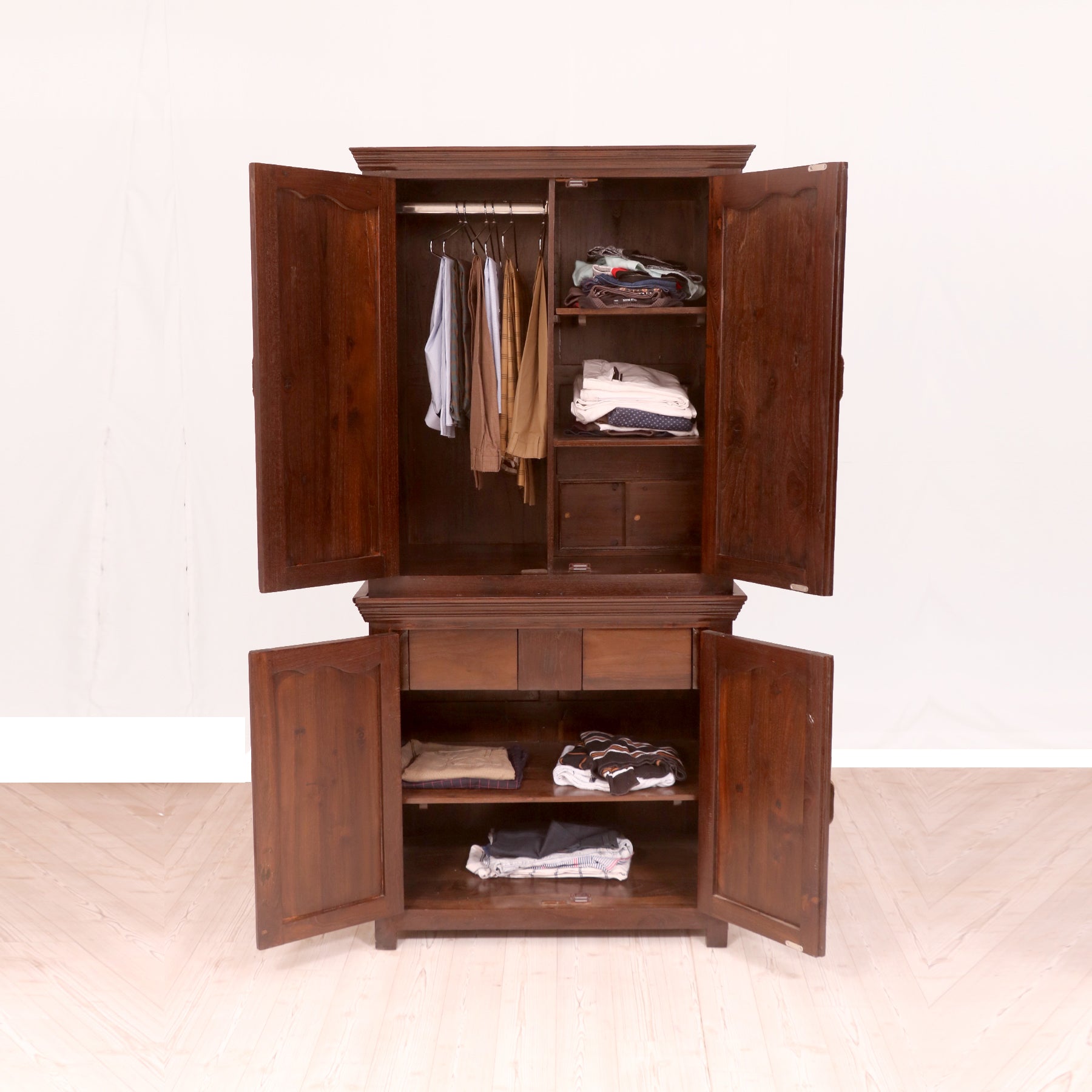 Wooden Cabinet in Dark Wood Finish Wardrobe