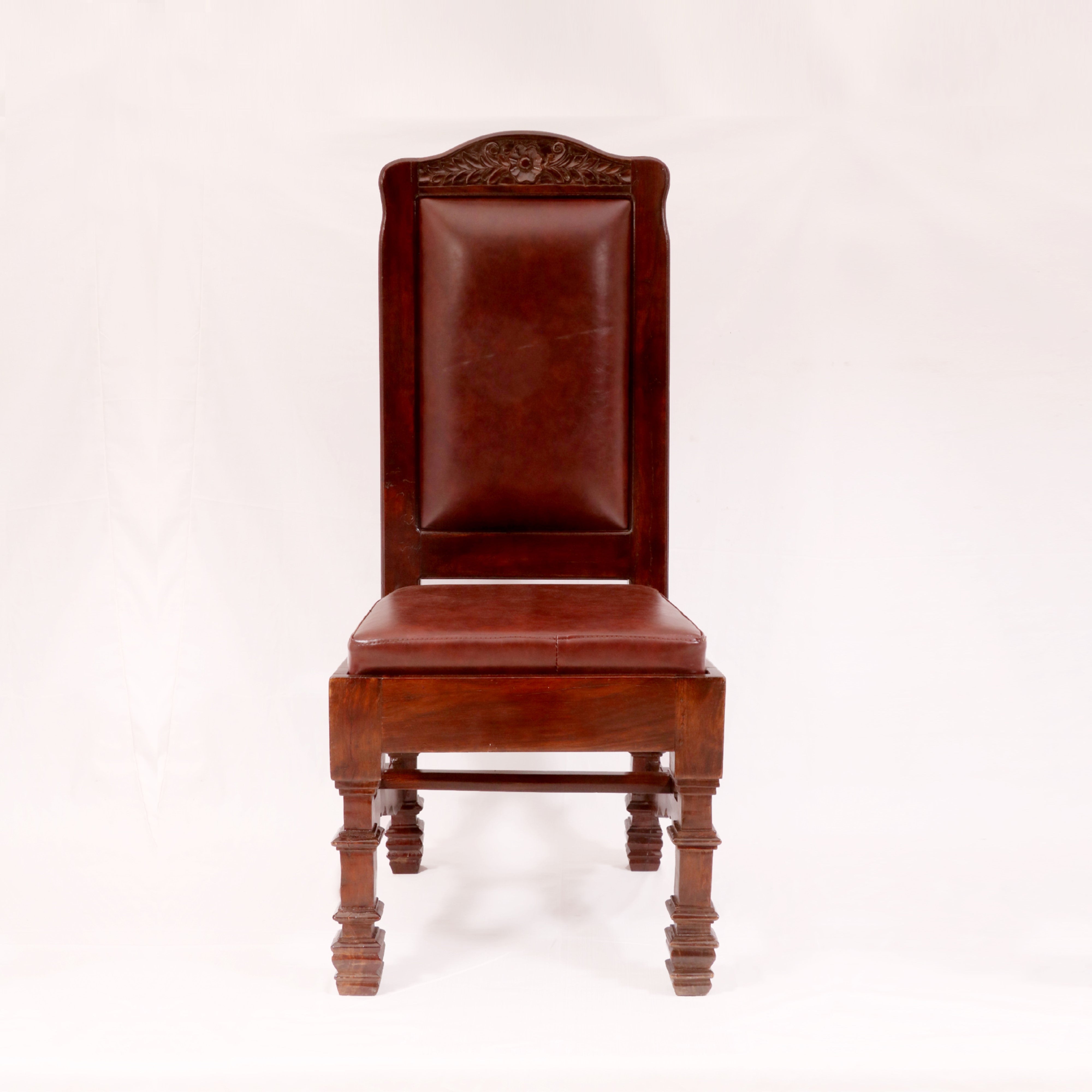 (Set of 2) Medium brown Simple Stepwell Dinning Chair Dining Chair
