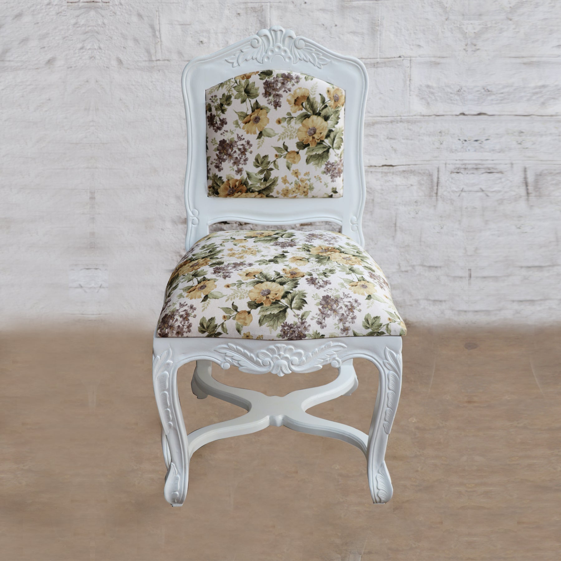 (Set of 2) White duco Royal Teak Chair Dining Chair