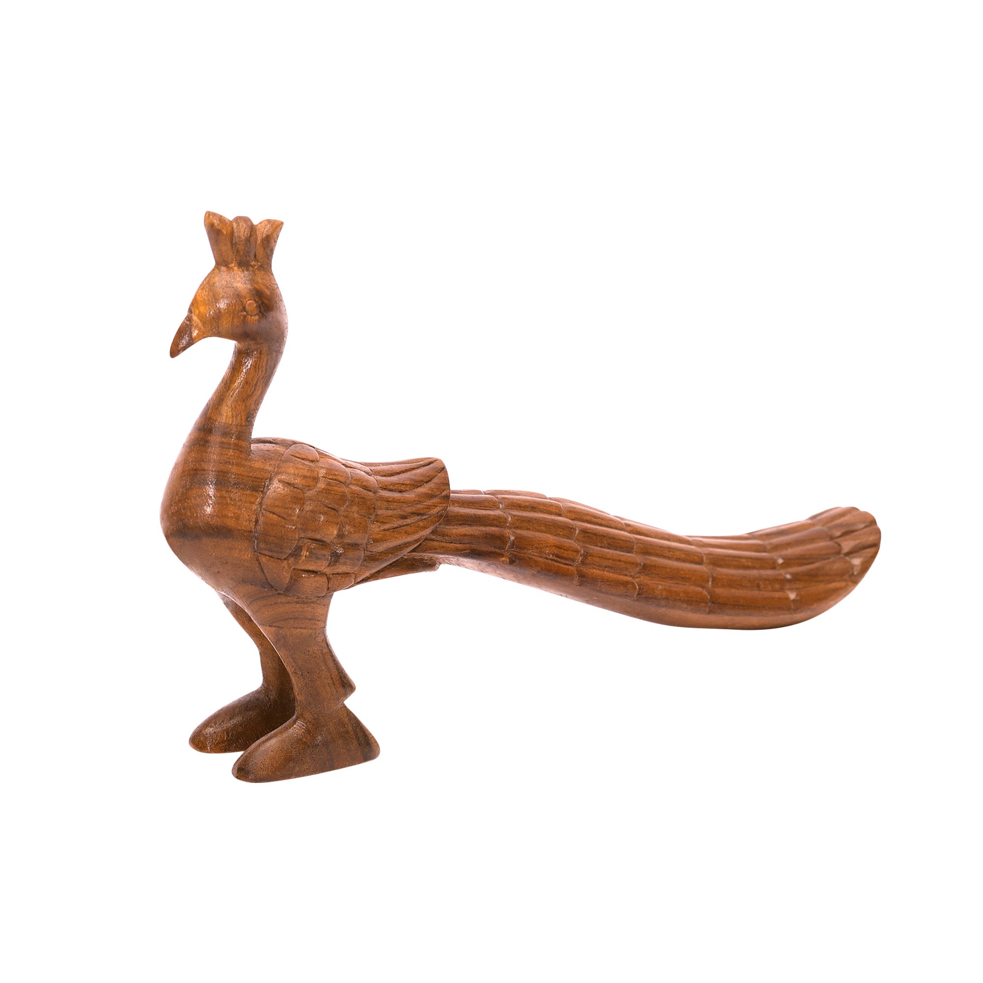 Royal Wooden Peacock Showpiece Animal Figurine