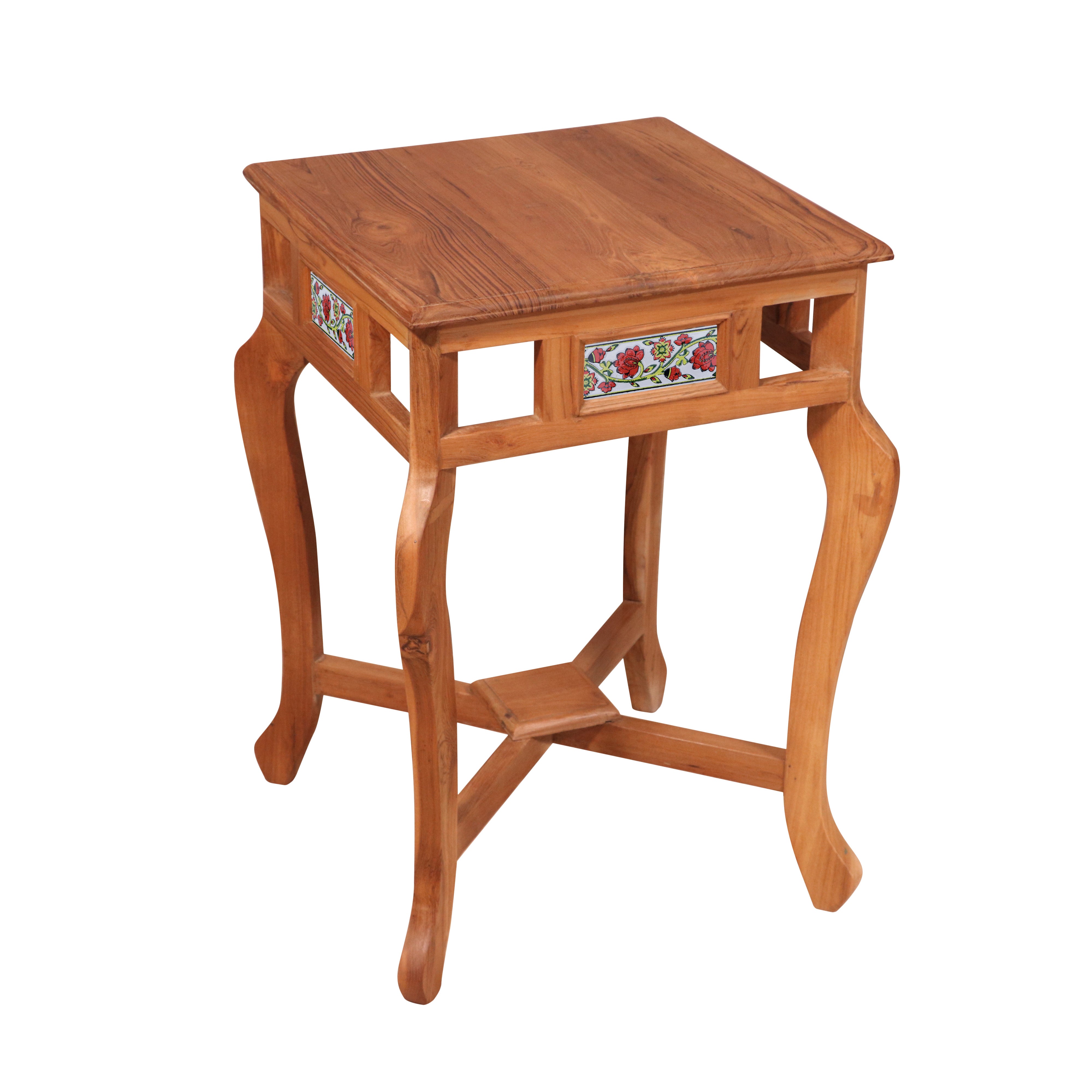 Traditional teak natural tone Table End Table