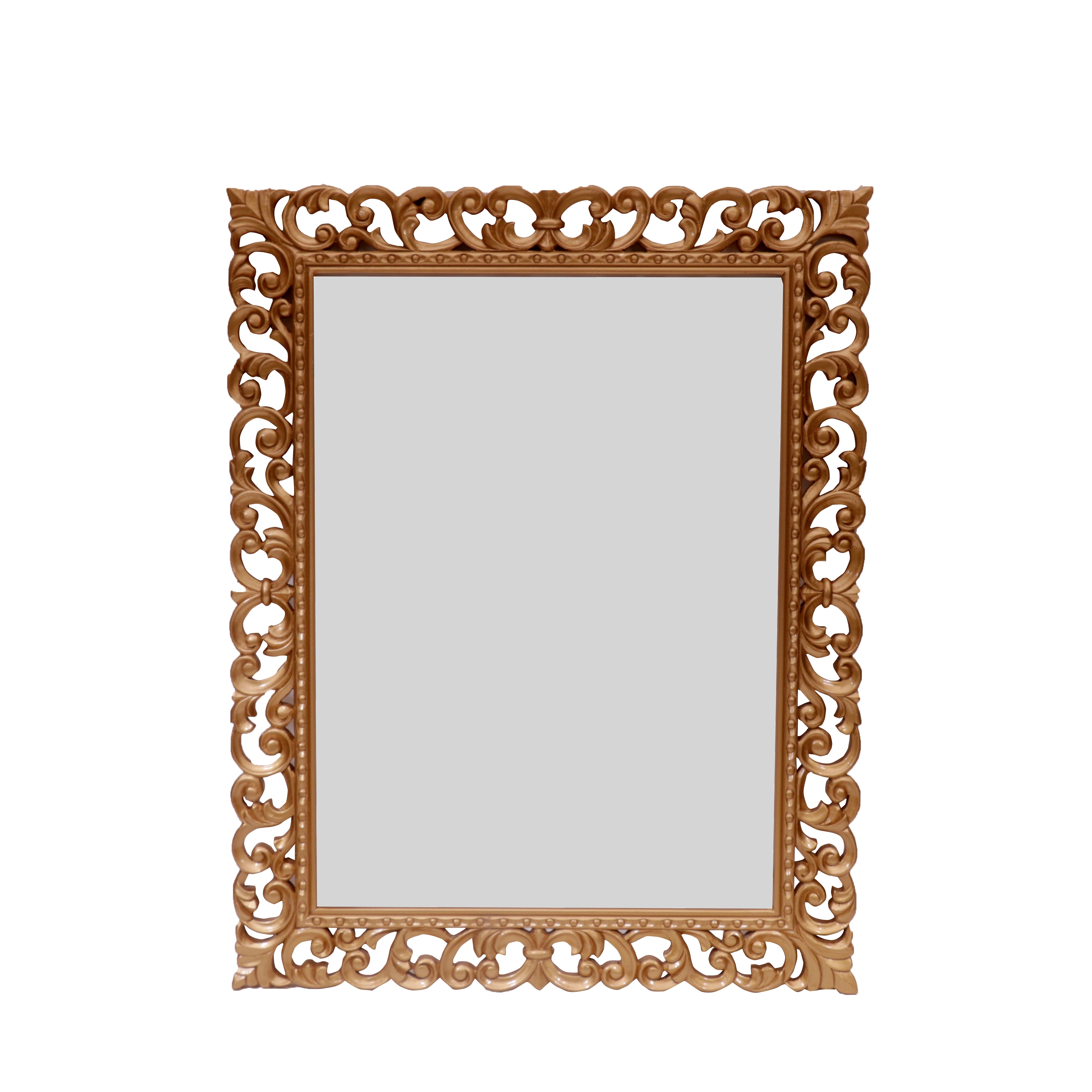 Wooden Wide Golden Mirror Mirror