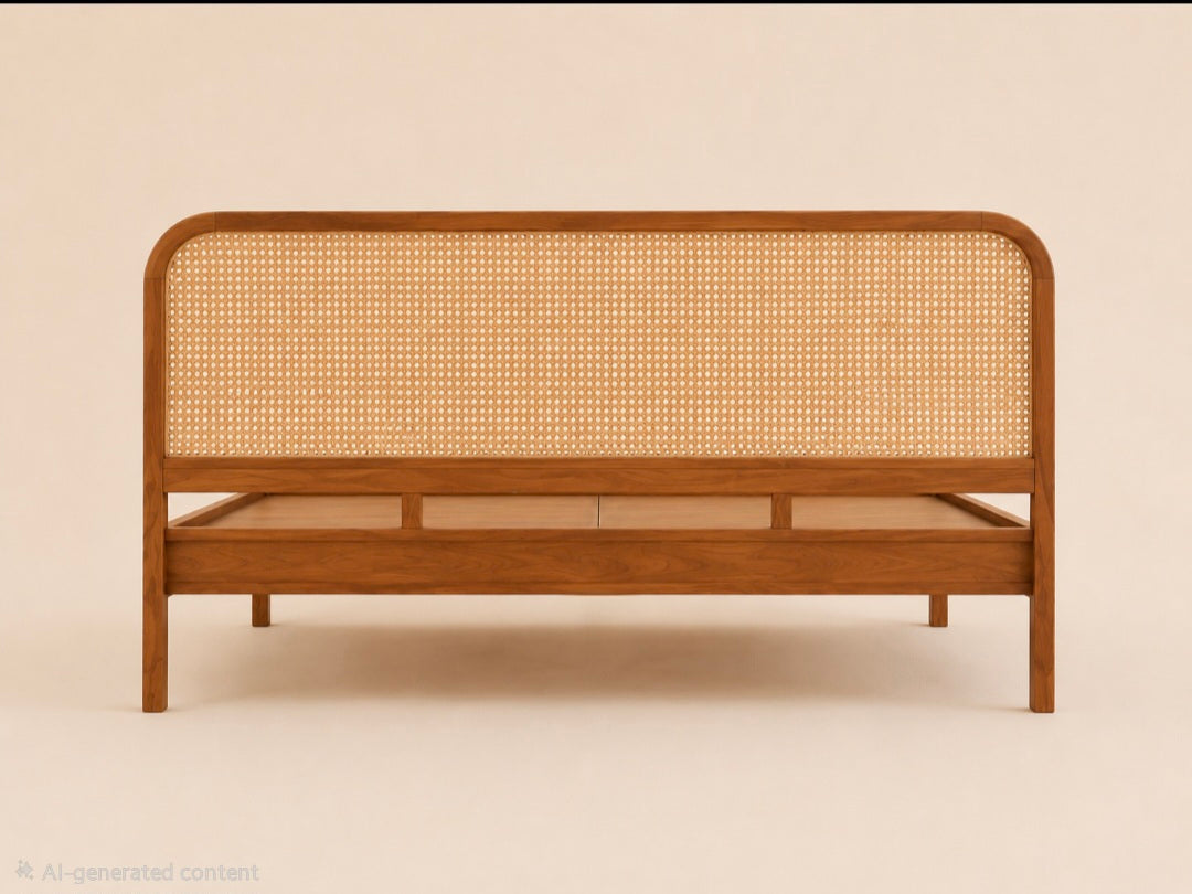 Elegant Cane Panel king size Bed Bed