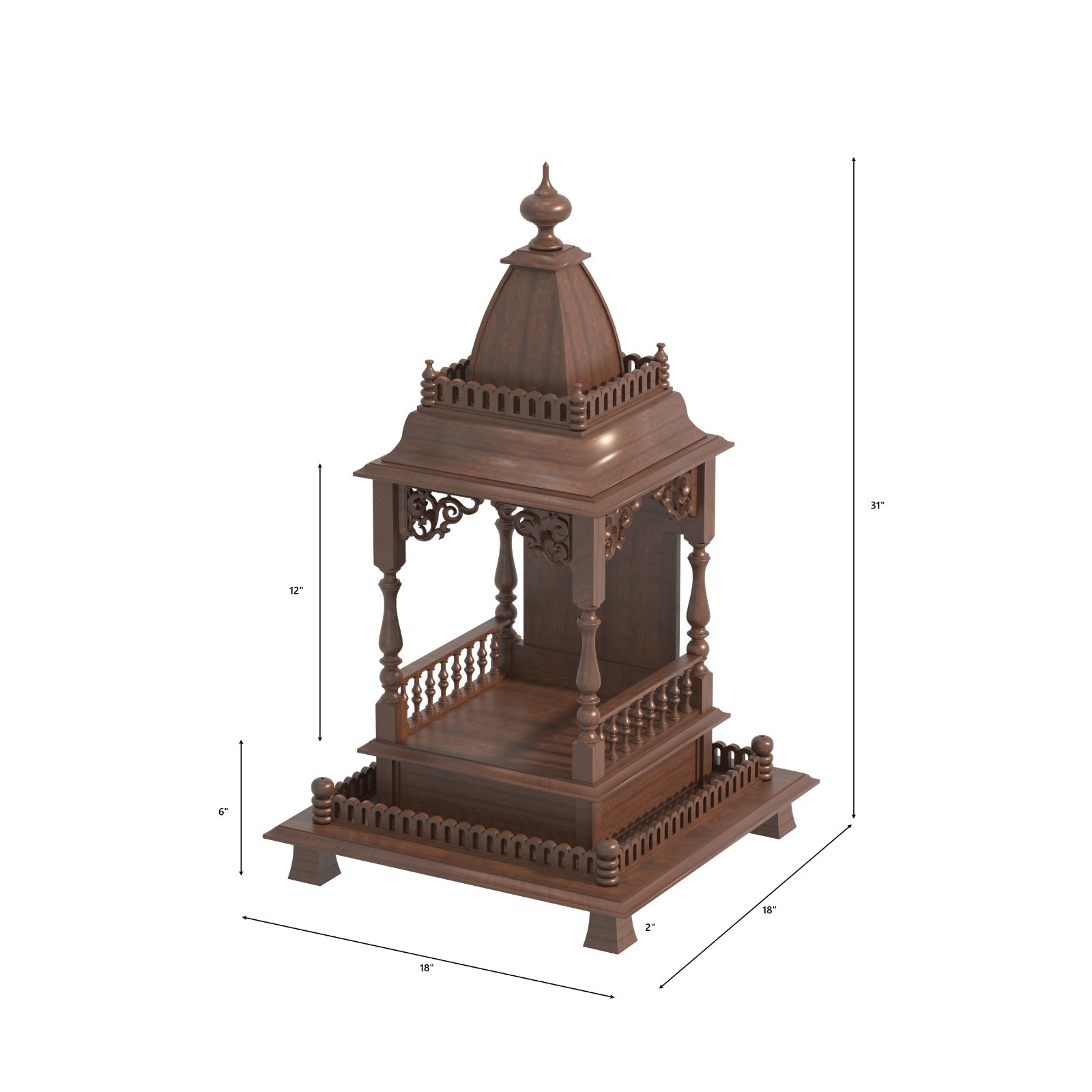 Traditional Tabletop Temple Mandir with Ornamental Spire Design Temple