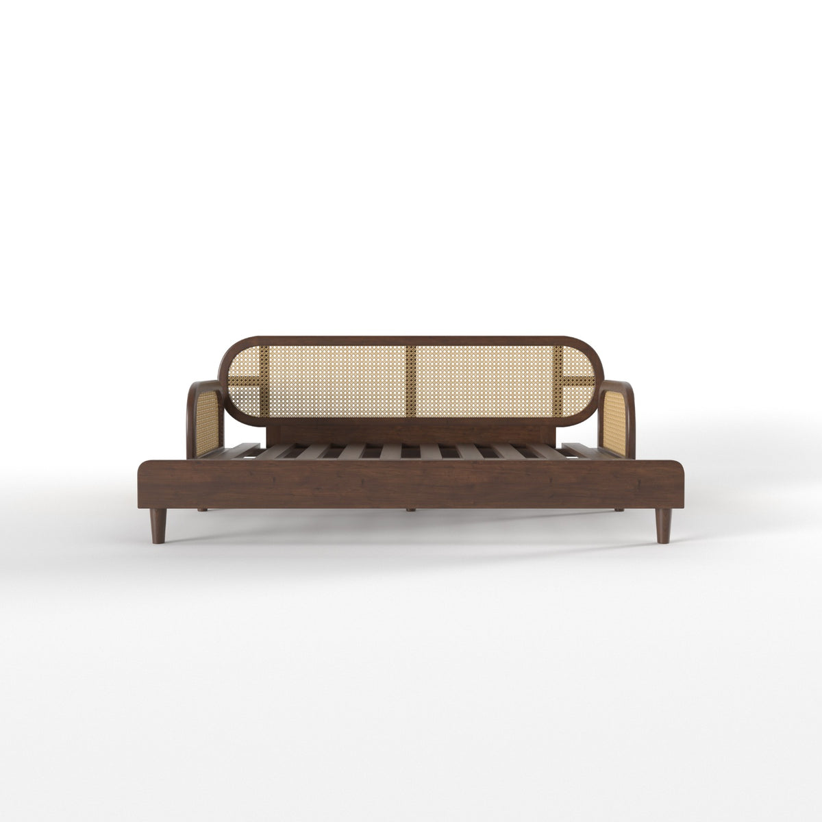 Artisan Luxe Extendable Day Bed with Curved Cane-Style Backrest Sofa cum bed