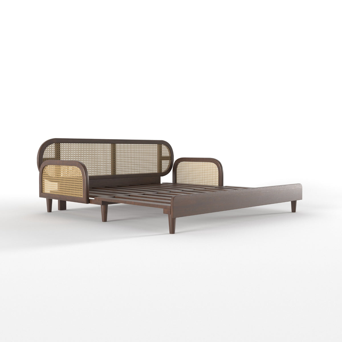 Artisan Luxe Extendable Day Bed with Curved Cane-Style Backrest Sofa cum bed