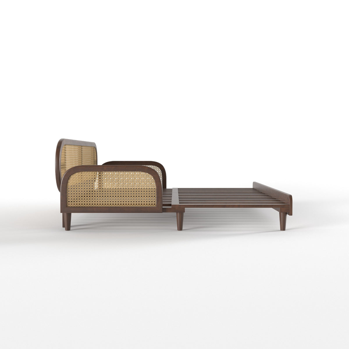 Artisan Luxe Extendable Day Bed with Curved Cane-Style Backrest Sofa cum bed