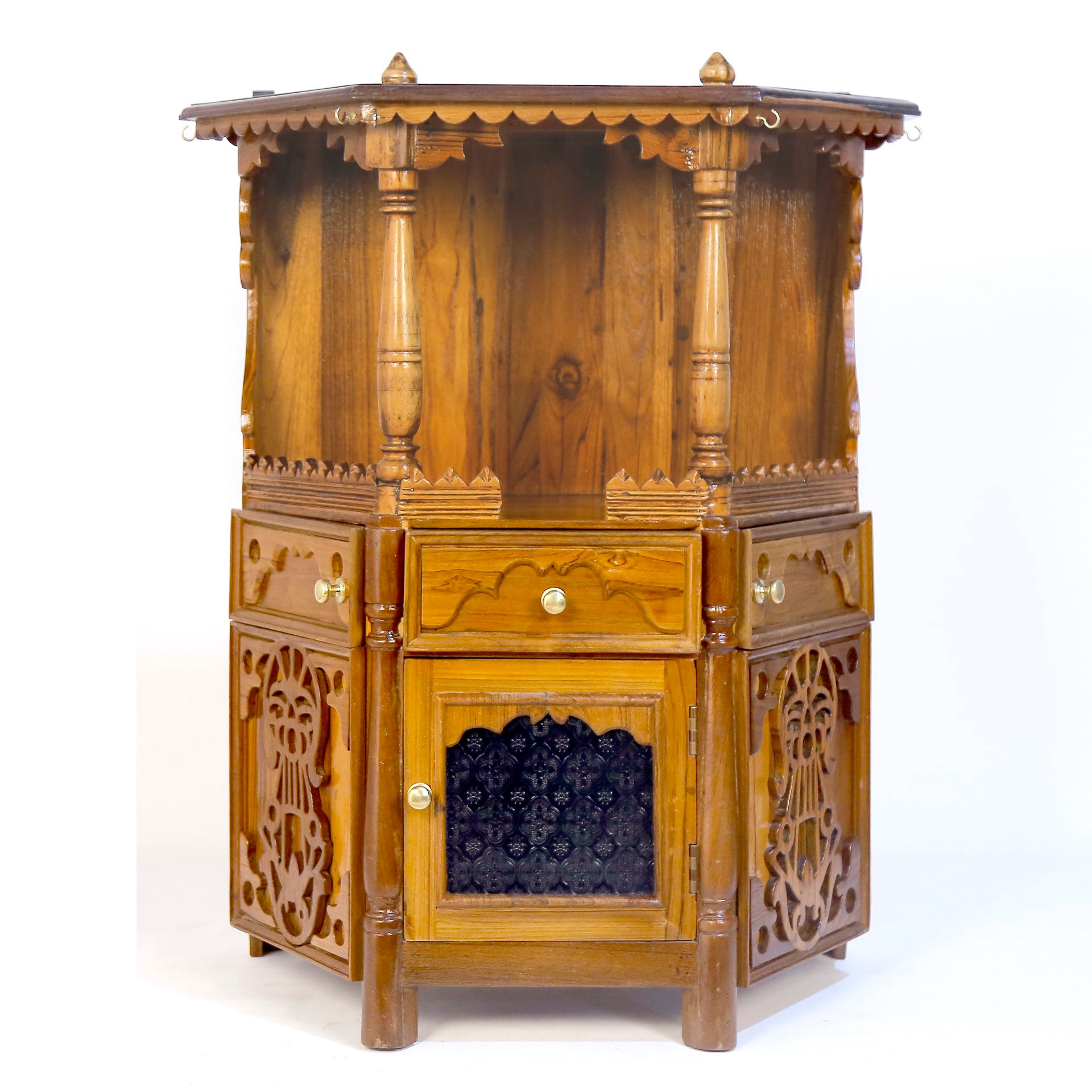 Intricately Carved Temple-style Cabinet Temple