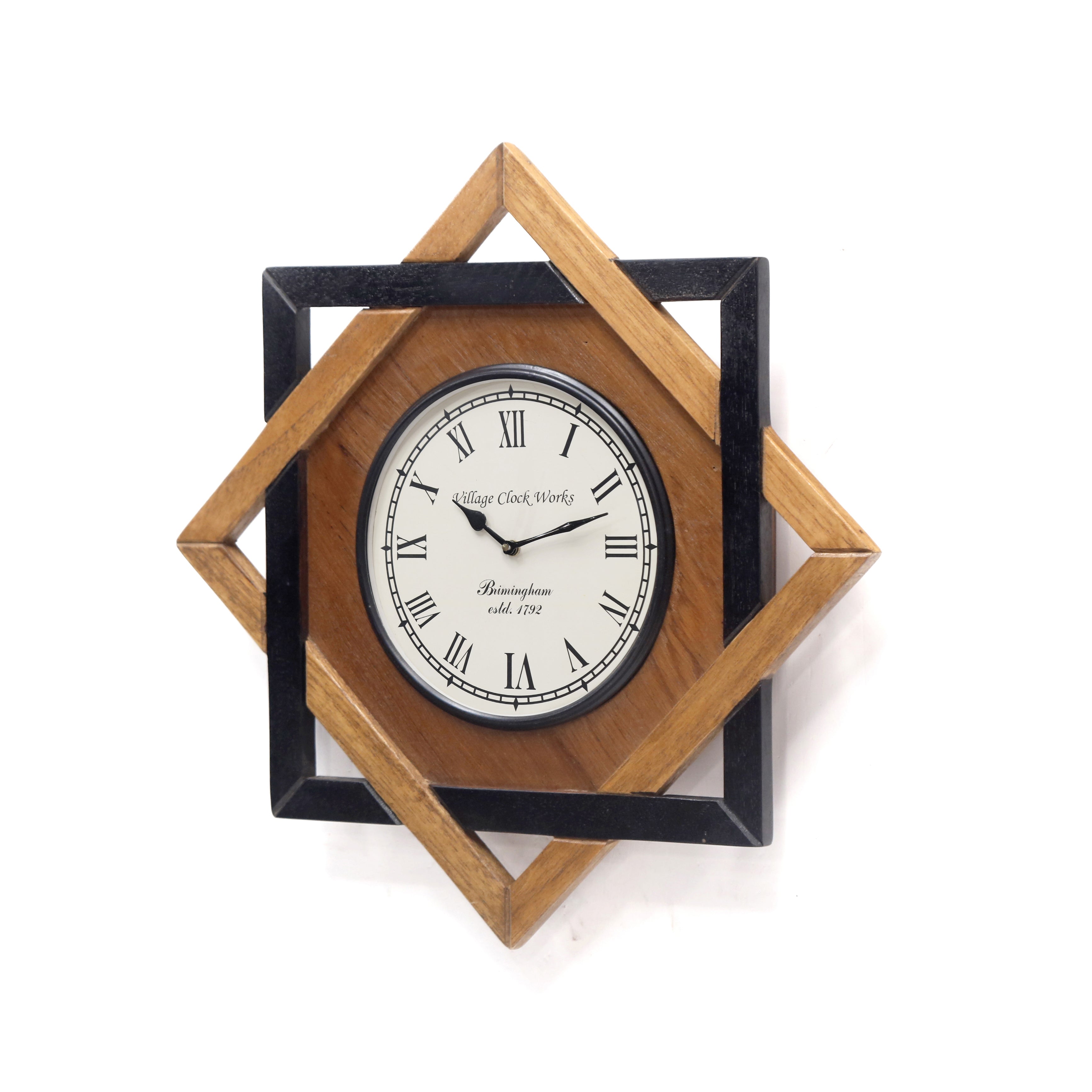 Traditinal Handmade Wooden Diamond shaped Clock1