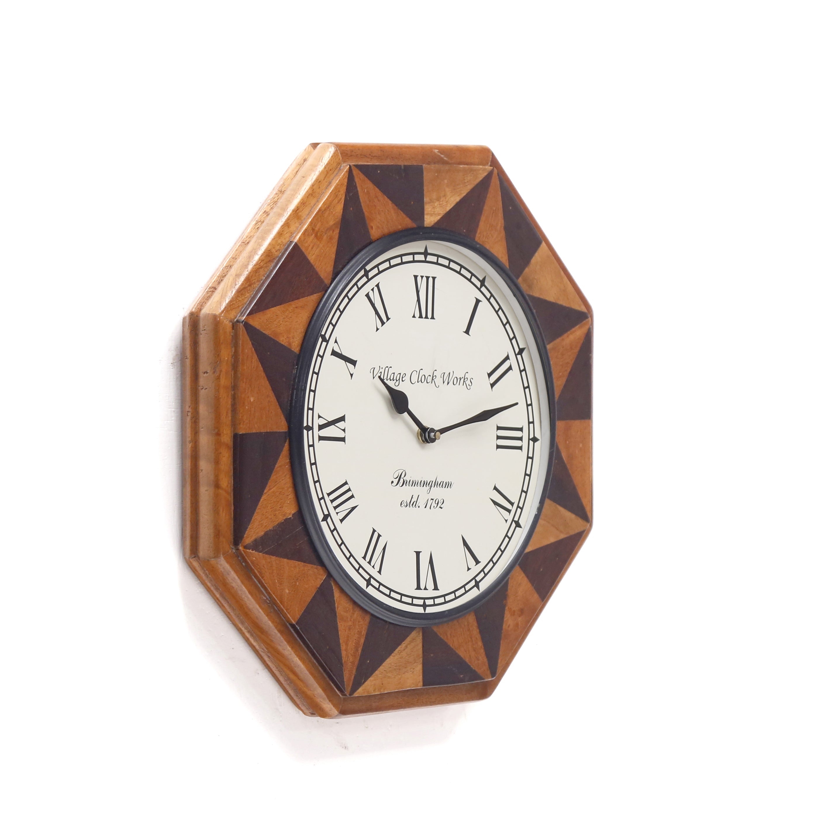 Classic Double Shaded Wooden Handmade Octagonal Wooden Clock Clock