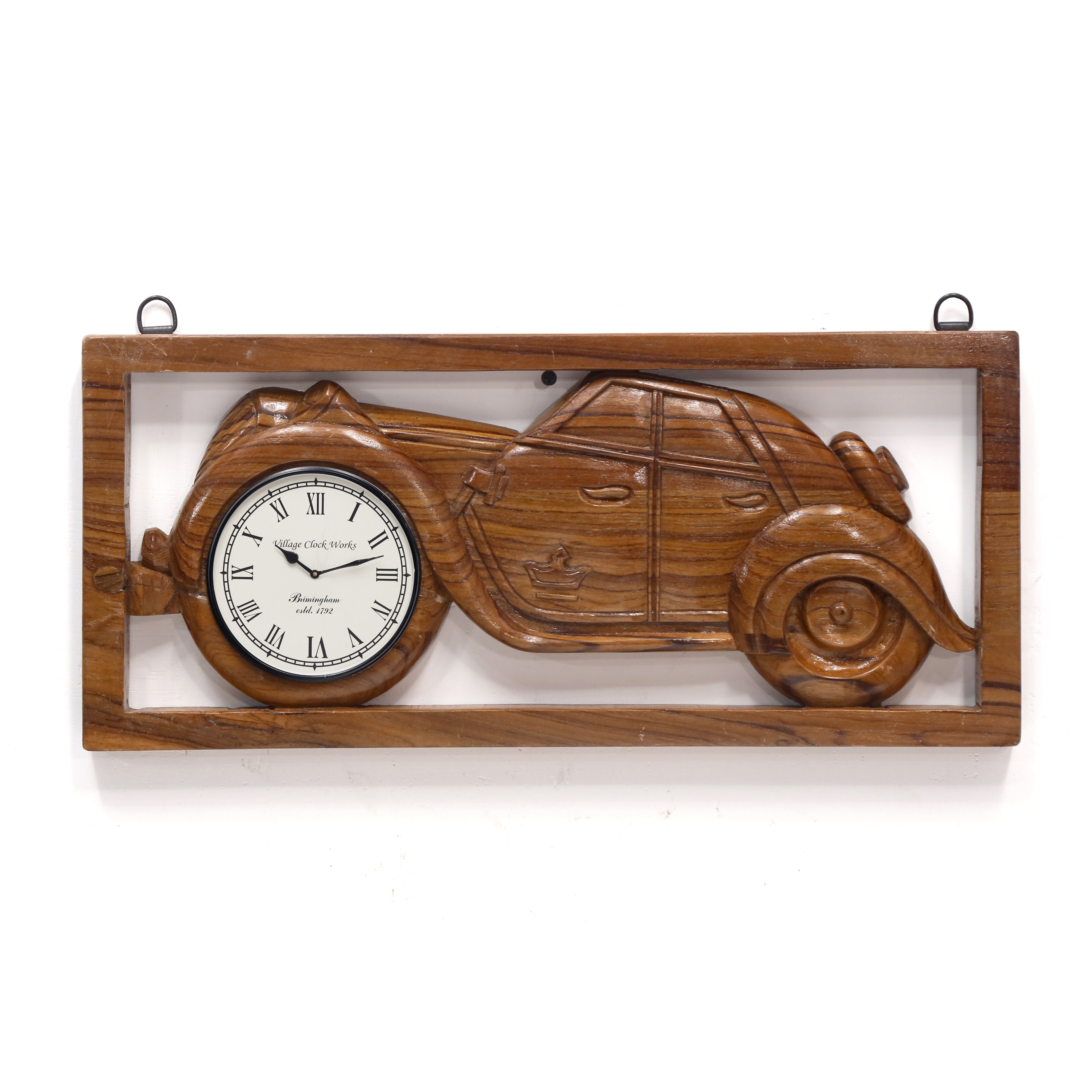 Quaint Ambassador Handmade Wooden Car Carved Clock Clock