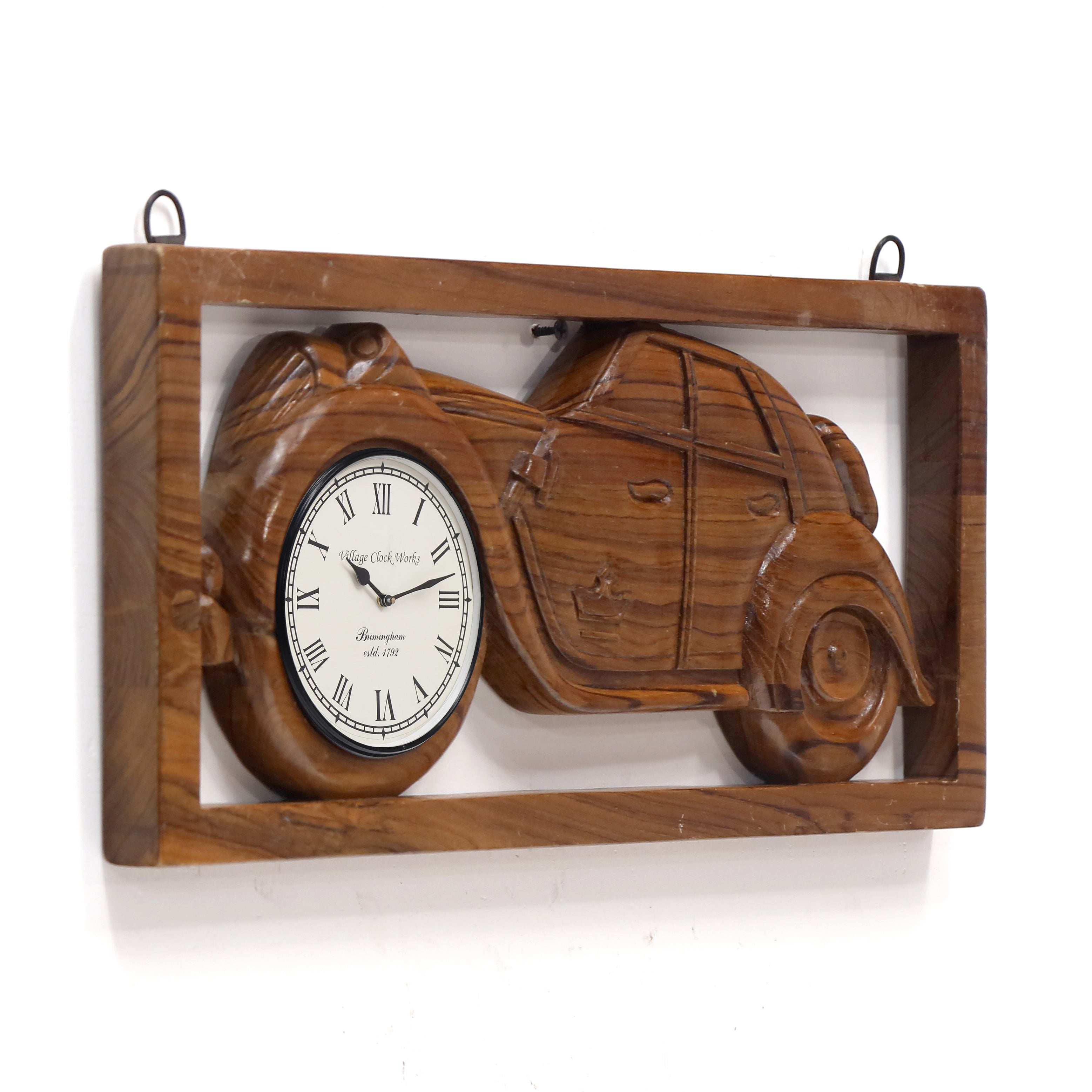 Quaint Ambassador Handmade Wooden Car Carved Clock Clock
