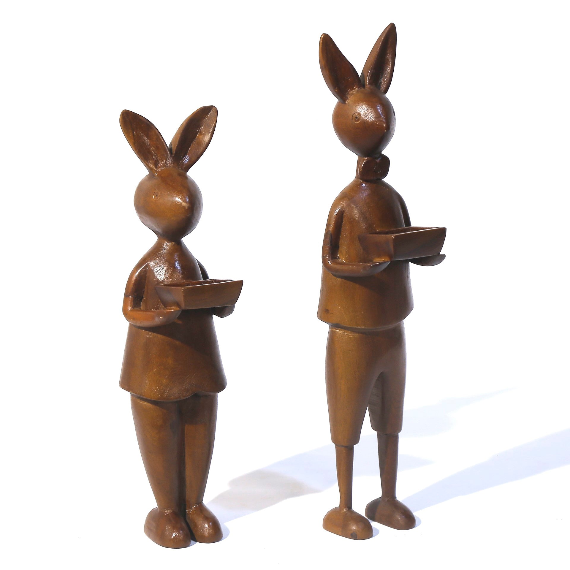 Antique Old Style Wooden Scholar Rabbit Figurine Animal Figurine