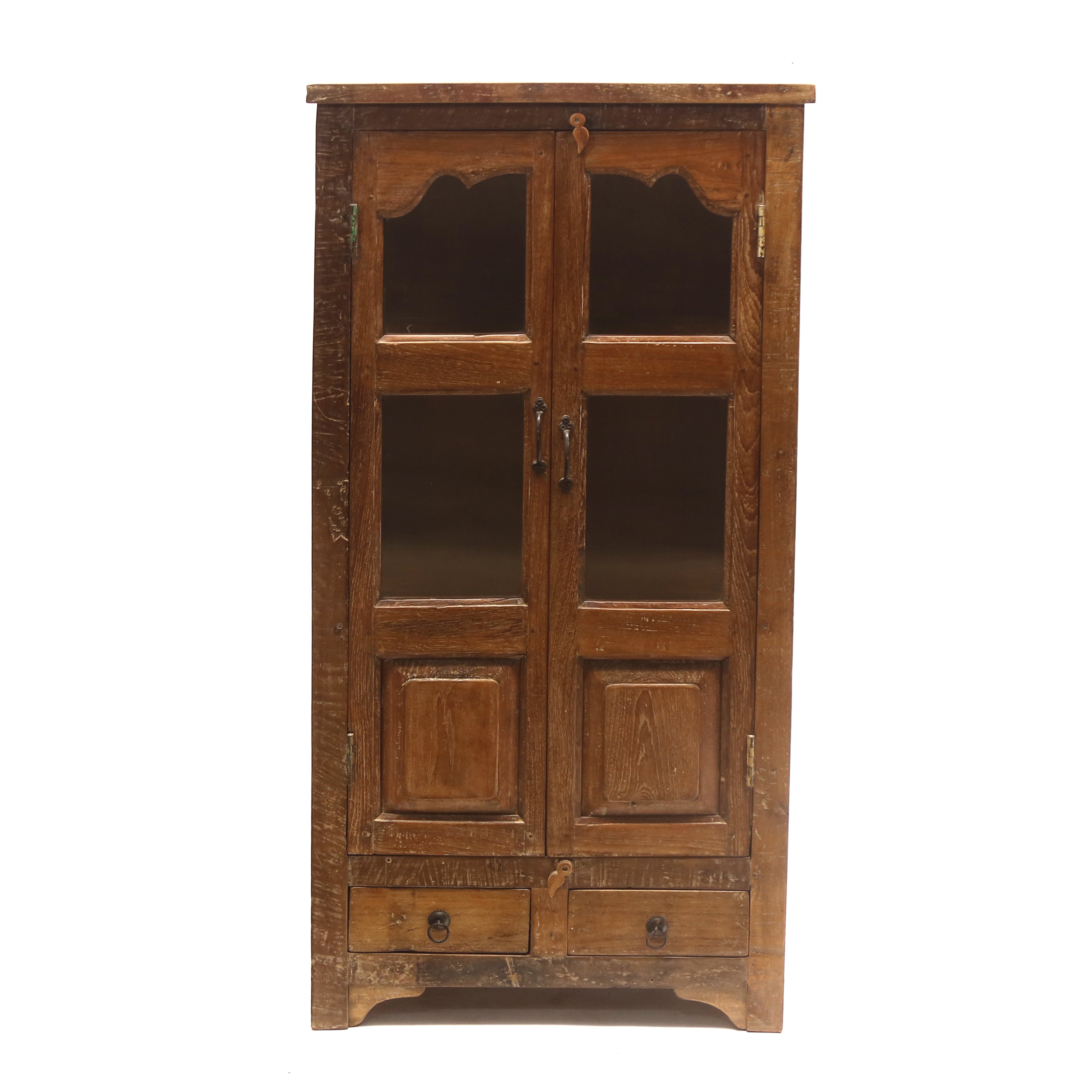 2-Drawer White distressed Almirah Wardrobe