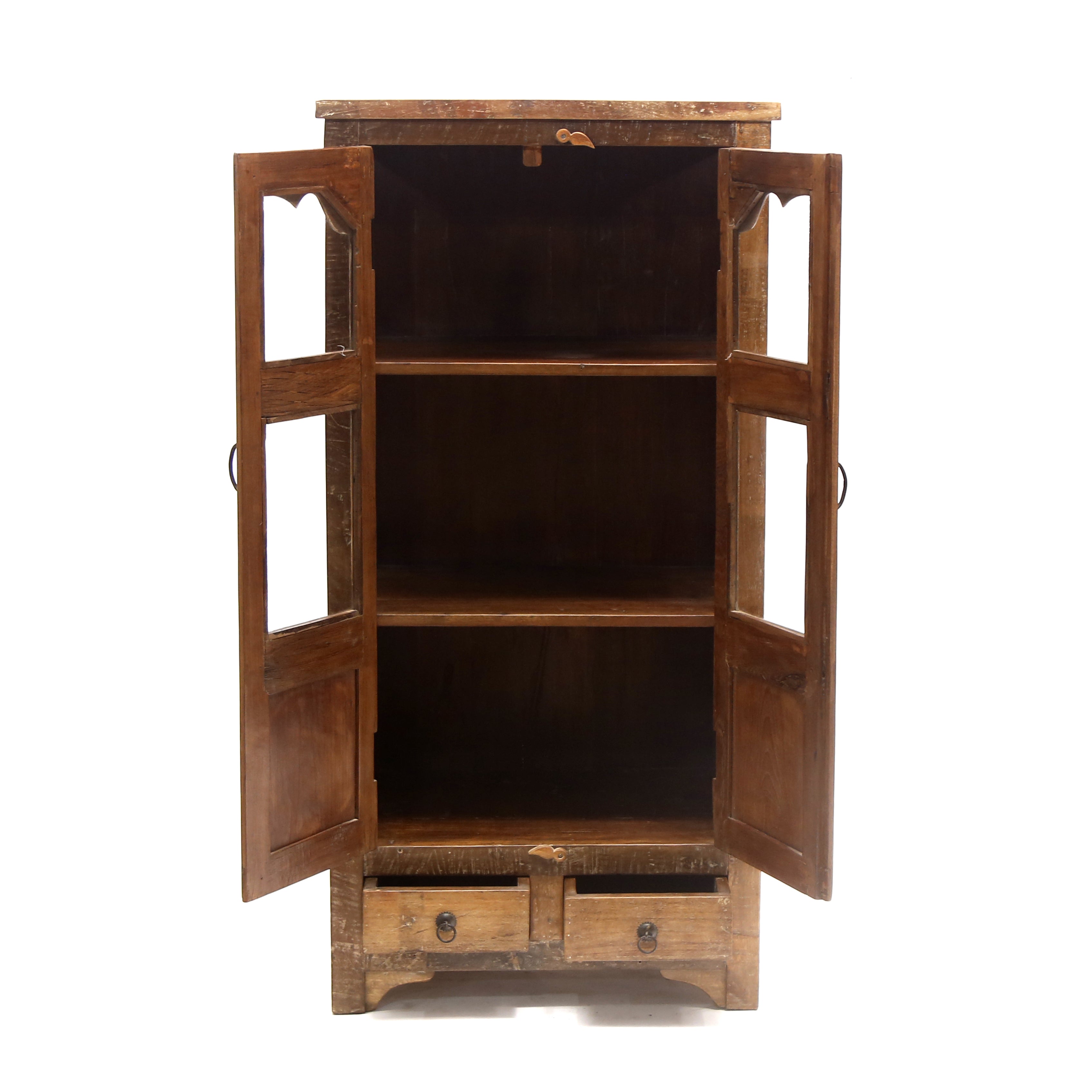 2-Drawer White distressed Almirah Wardrobe