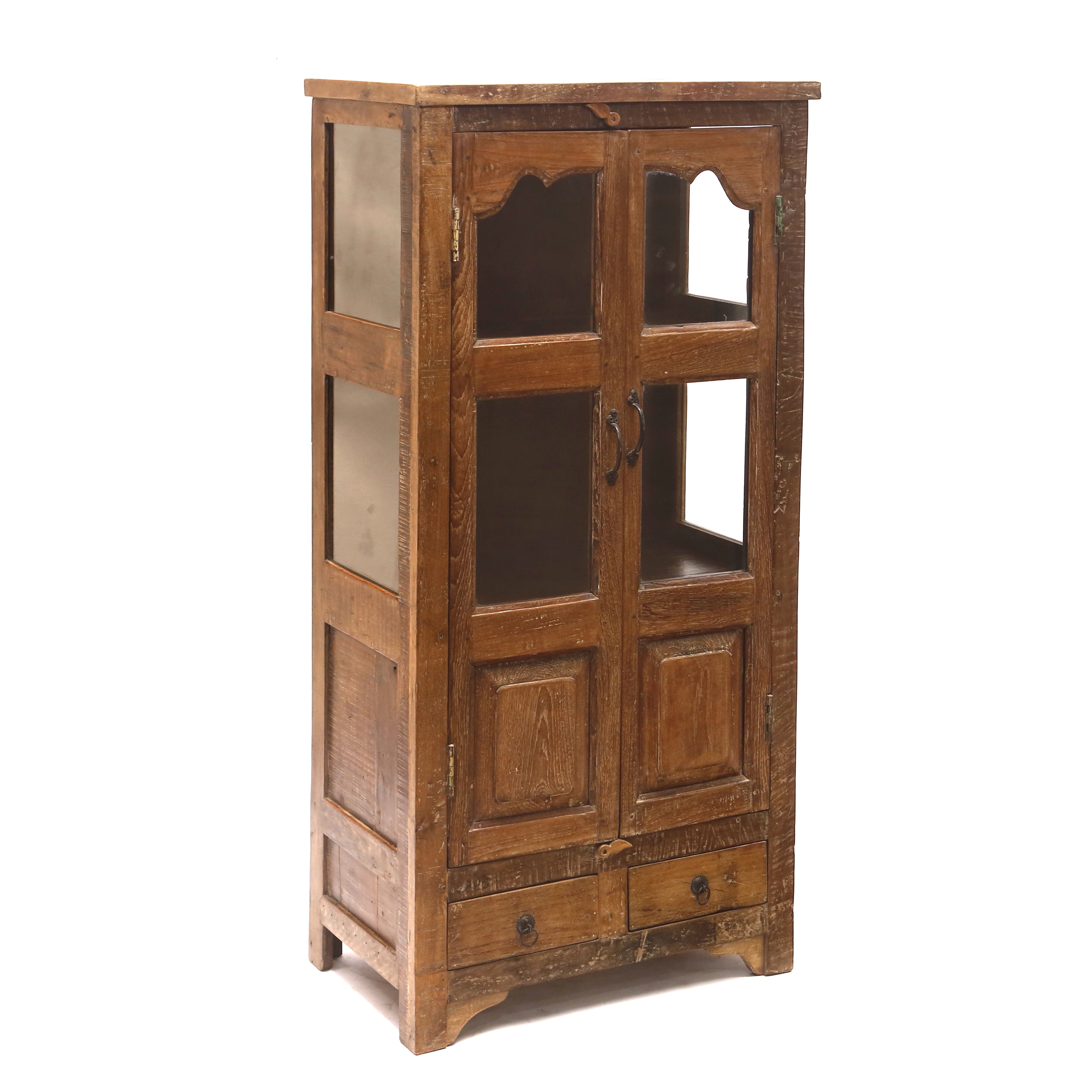 2-Drawer White distressed Almirah Wardrobe
