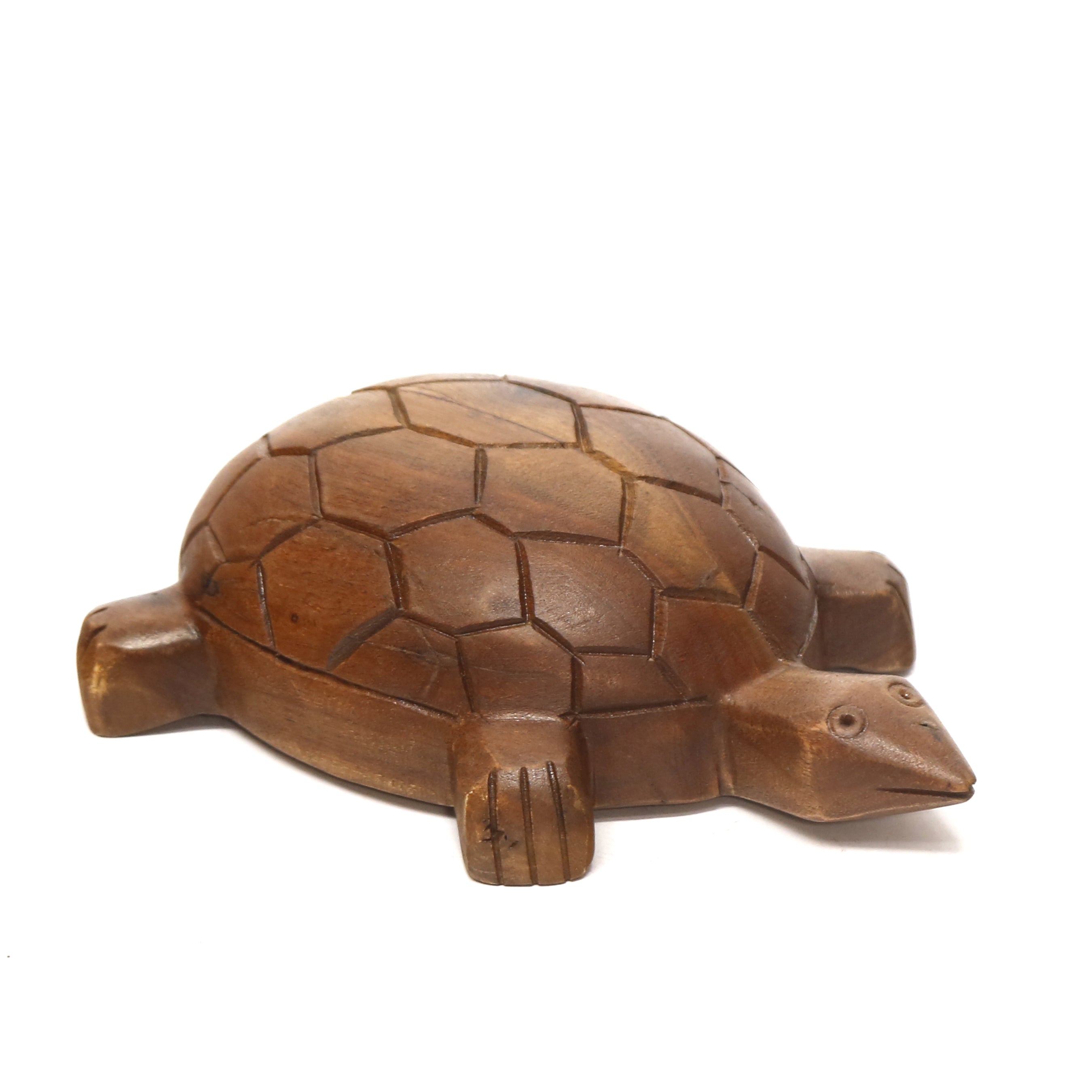 Wooden Detailed Turtle Showpiece Animal Figurine