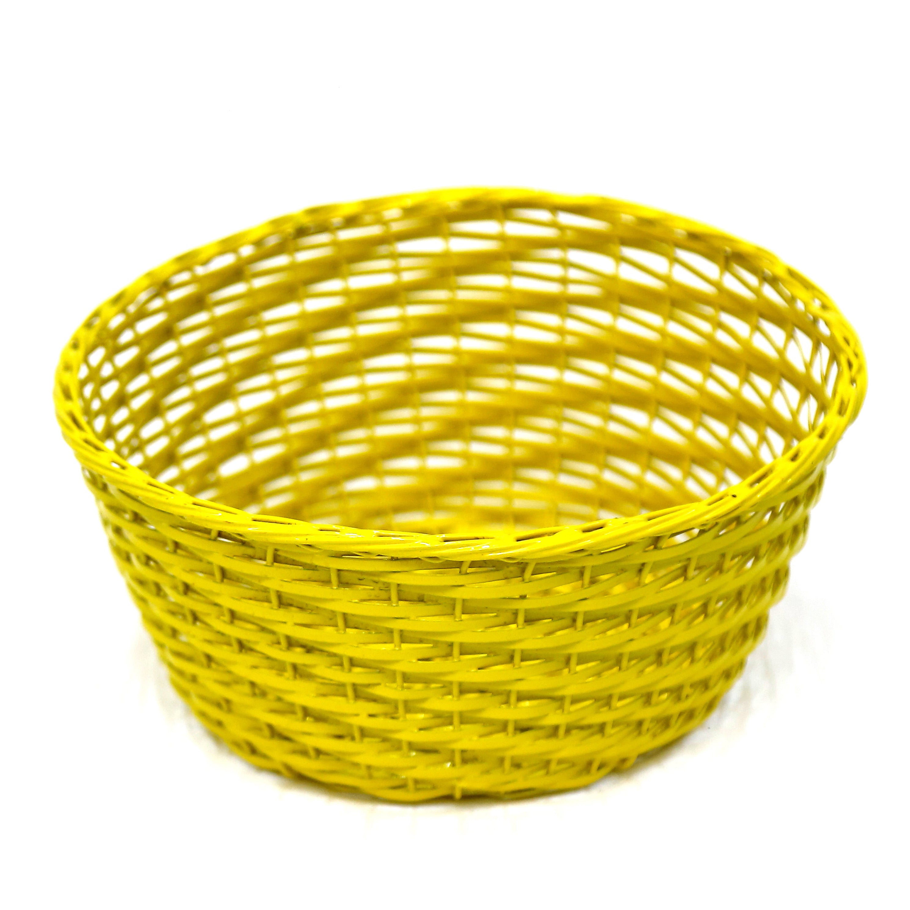 (Set of 3) Yellow Coloured Fruit Crate Metallic Tray Set Tray