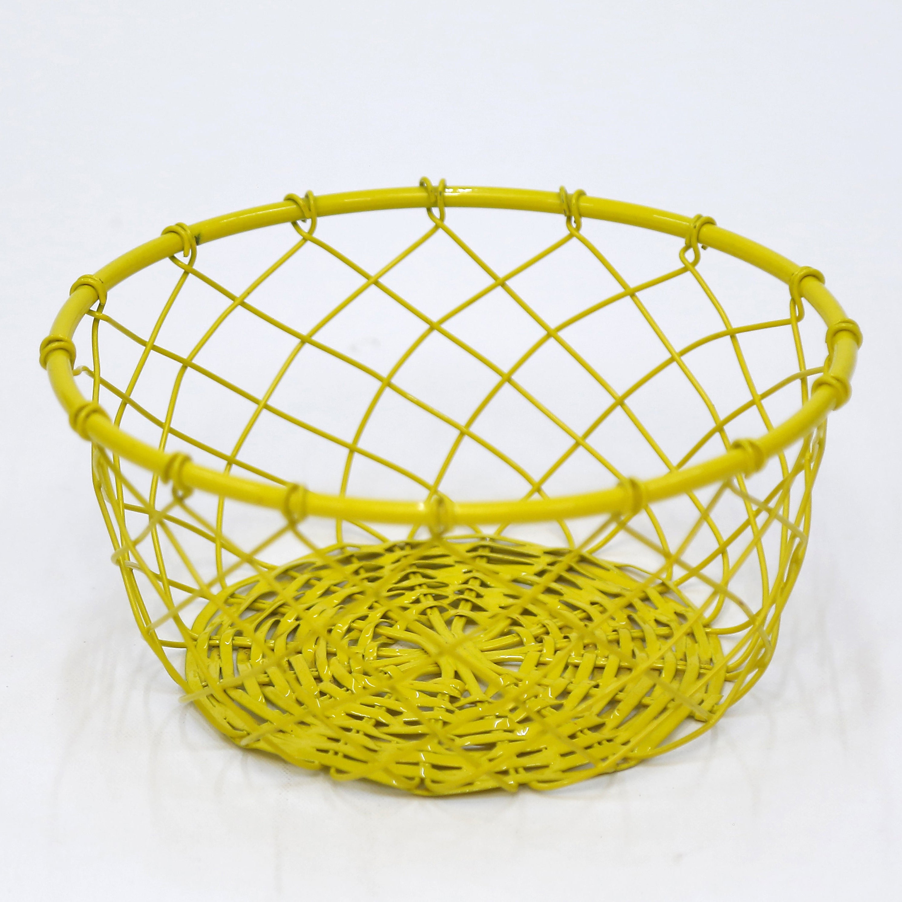 (Set of 3) Yellow Coloured Fruit Crate Metallic Tray Set Tray