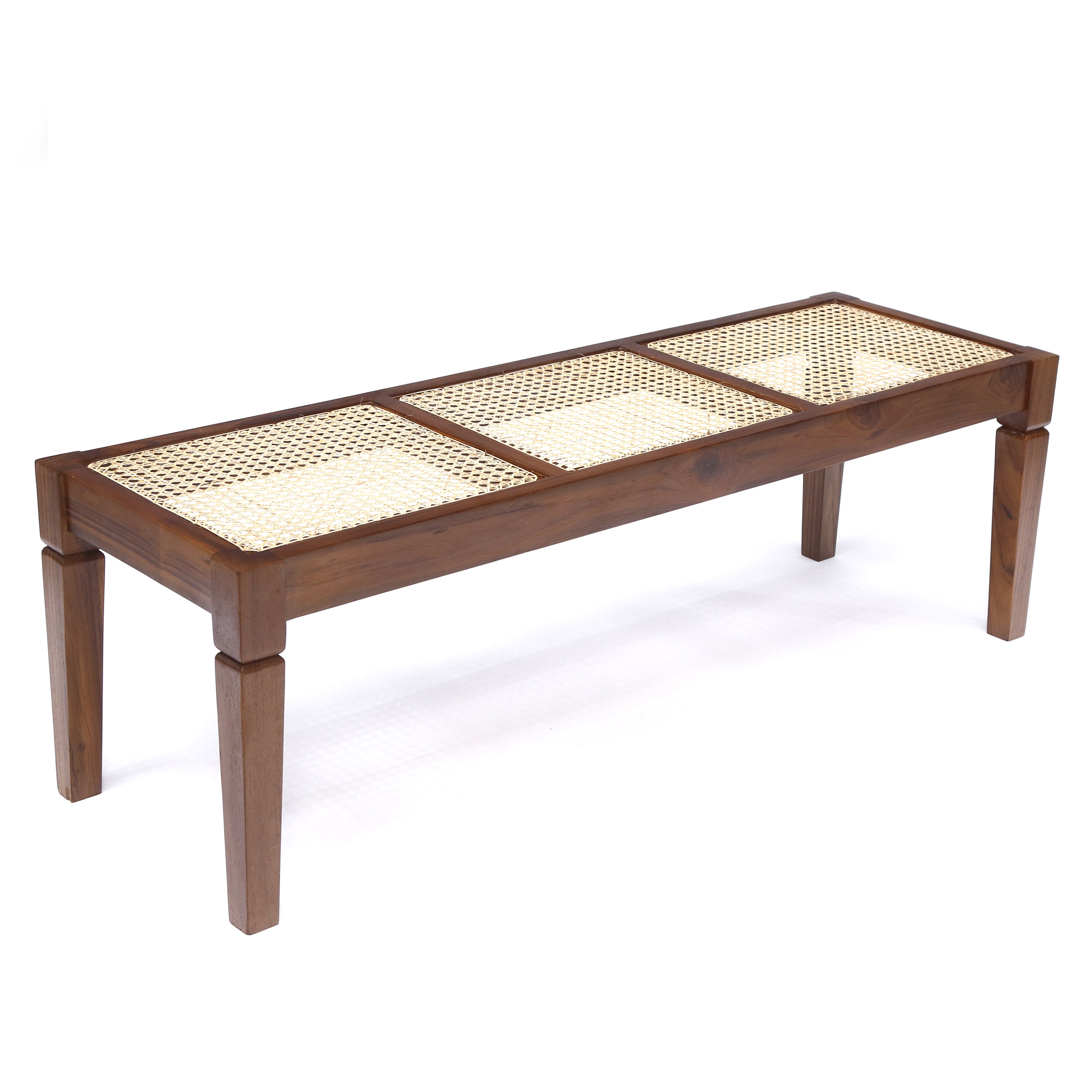 Traditional Solidwood and Cane Bench Bench