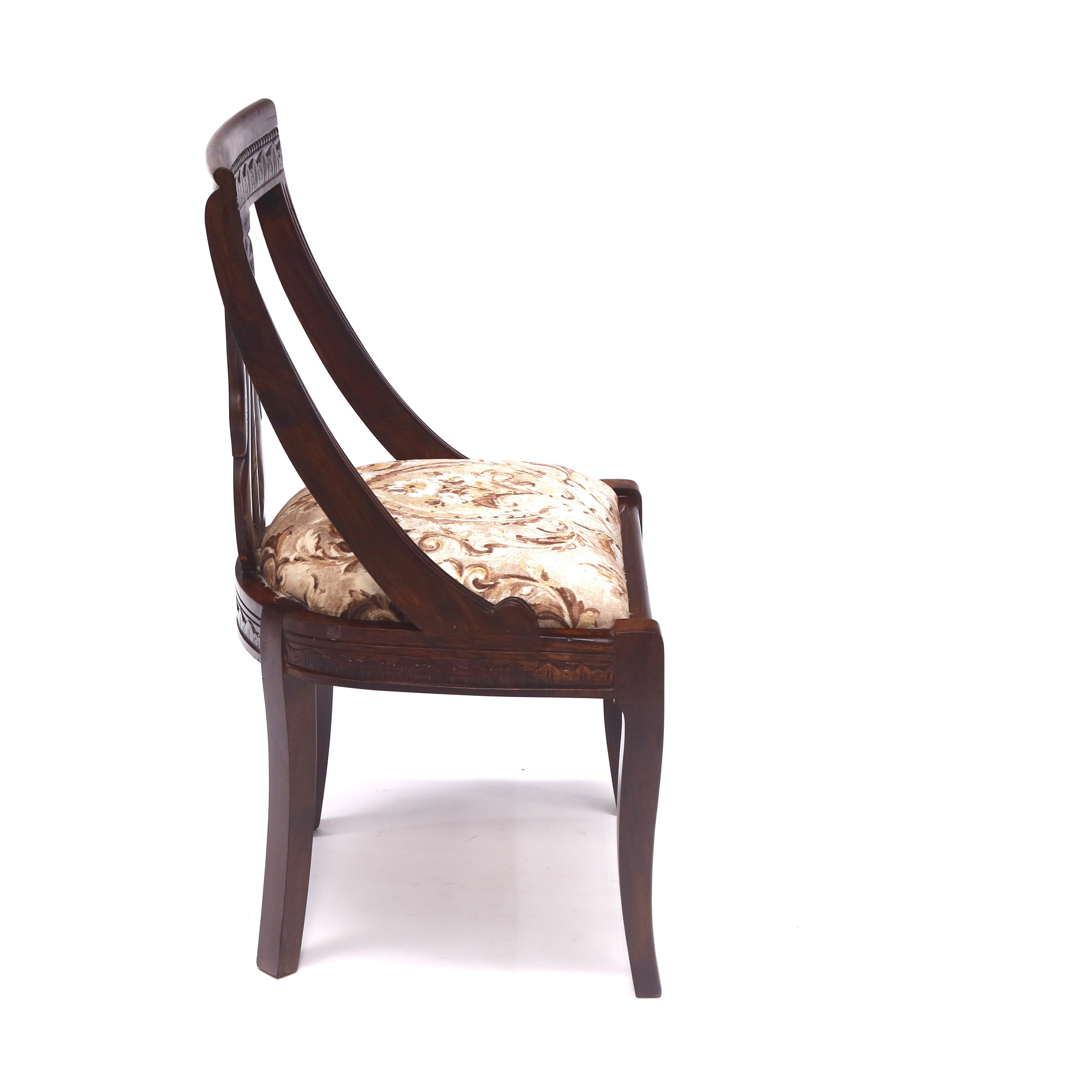 (Set of 2) Dark Tone Flora Wooden Carved Chair Dining Chair