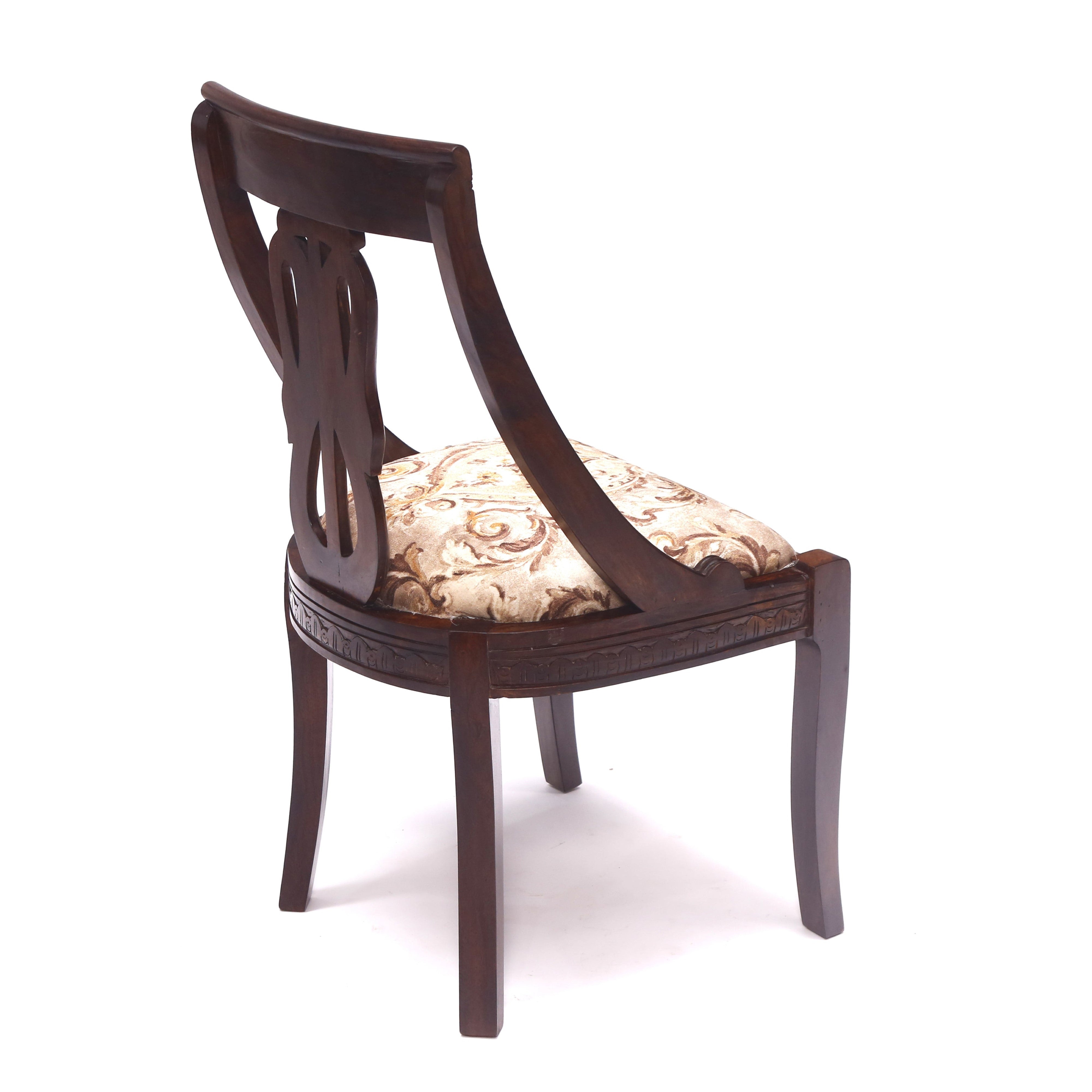 (Set of 2) Dark Tone Flora Wooden Carved Chair Dining Chair