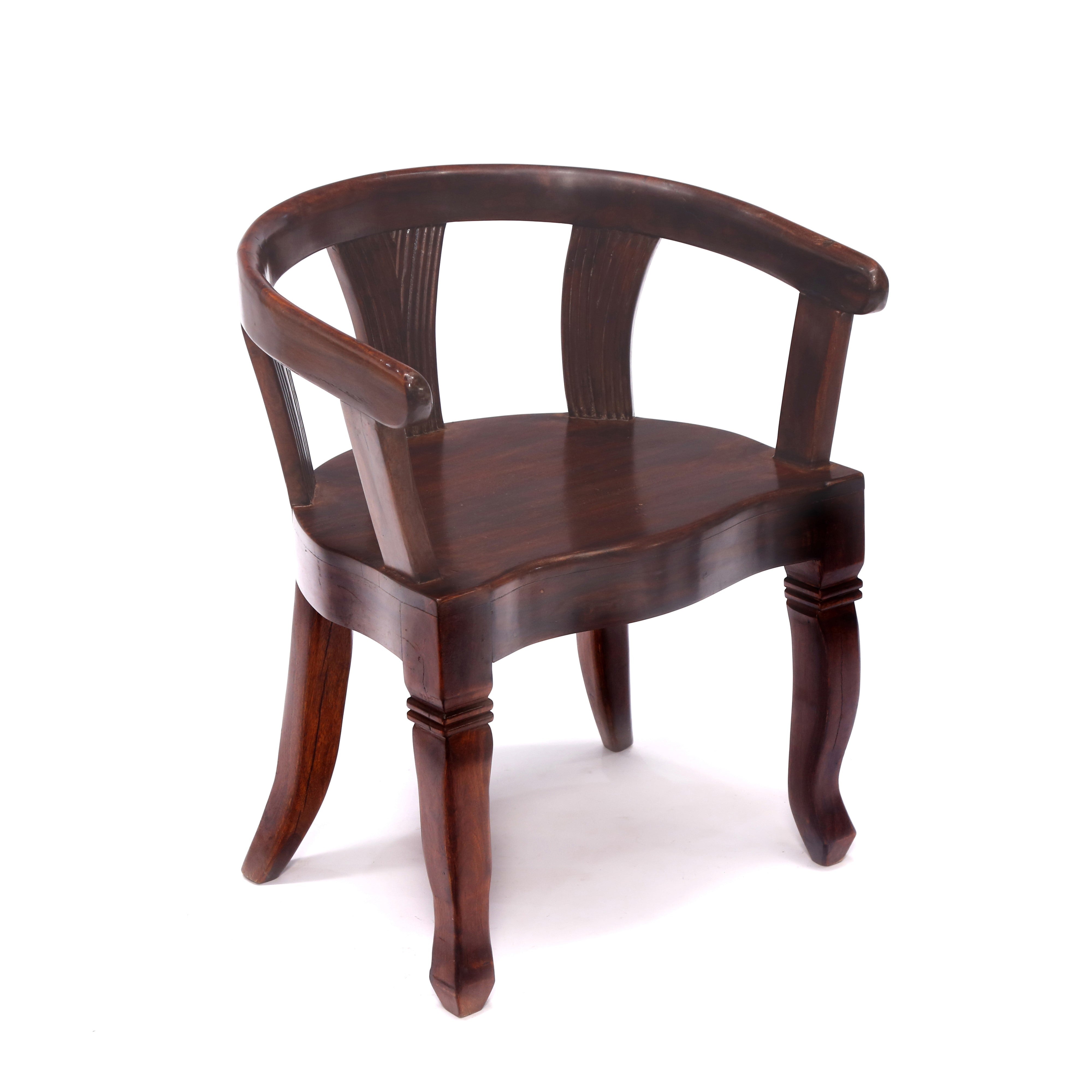 Dark Tone Rounded Arms Sheesham Wood Chair Arm Chair