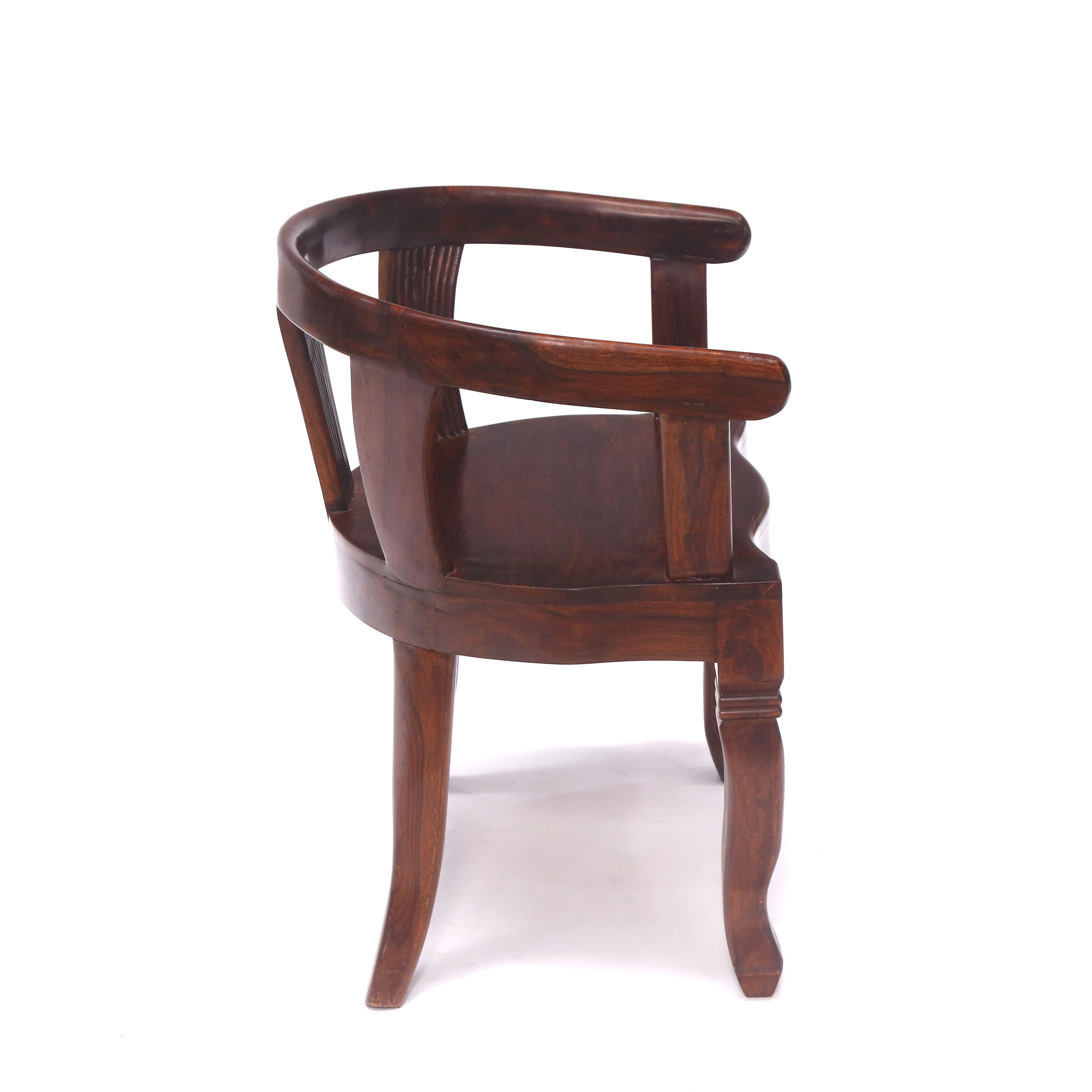 Dark Tone Rounded Arms Sheesham Wood Chair Arm Chair