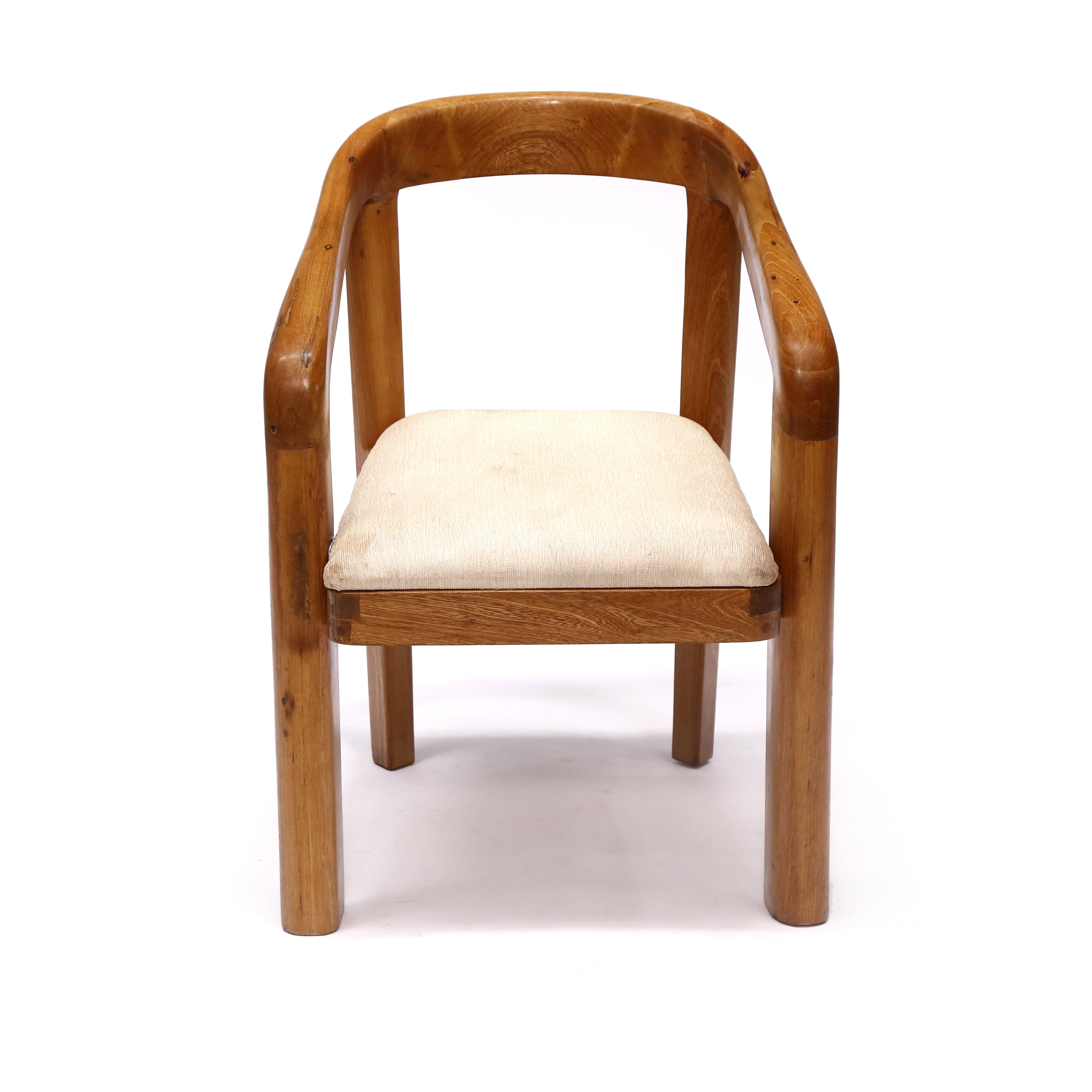 Solid Teak Wooden Handmade Brown Low Back Chair Arm Chair