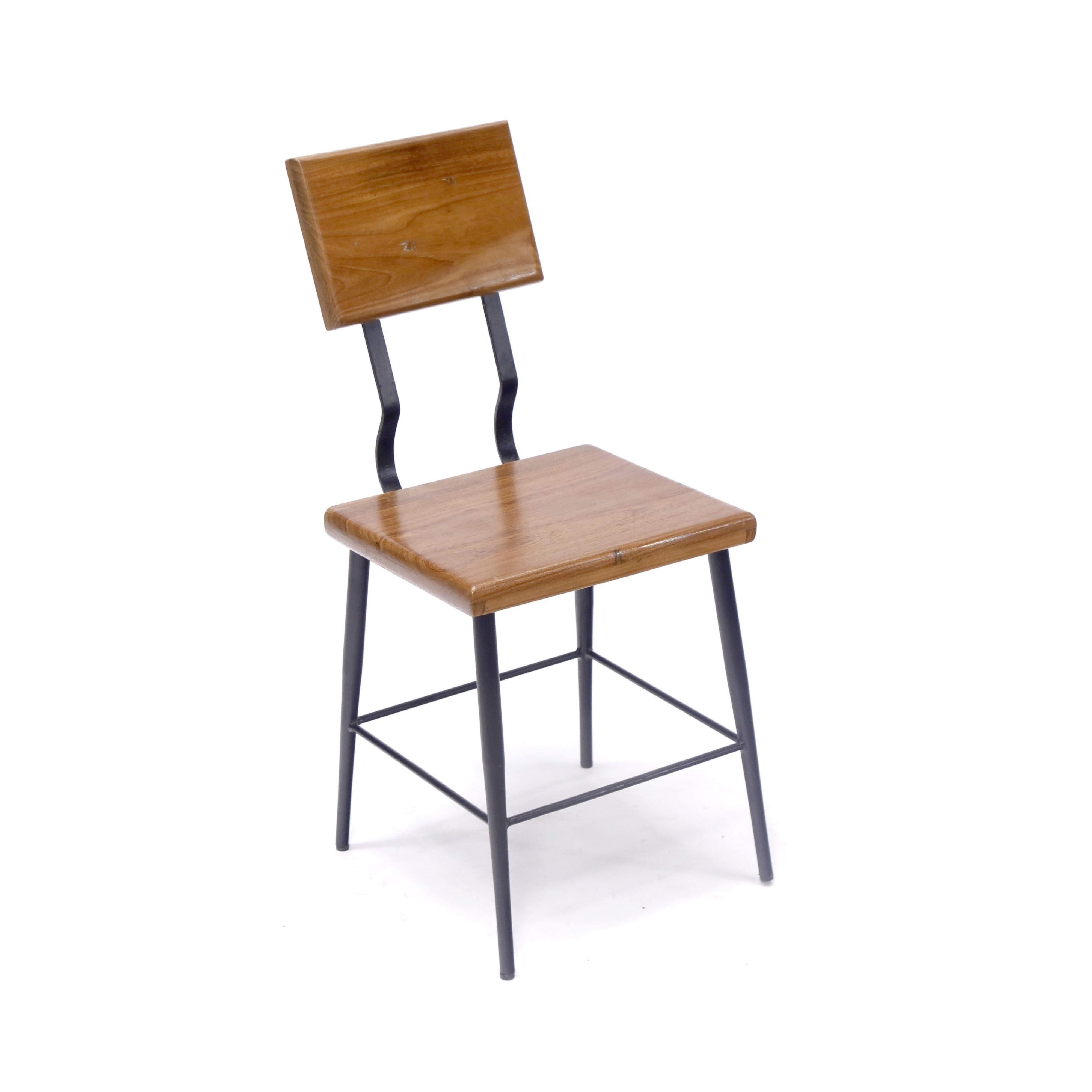 (Set of 2) Teak Wood Metallic Chair Dining Chair