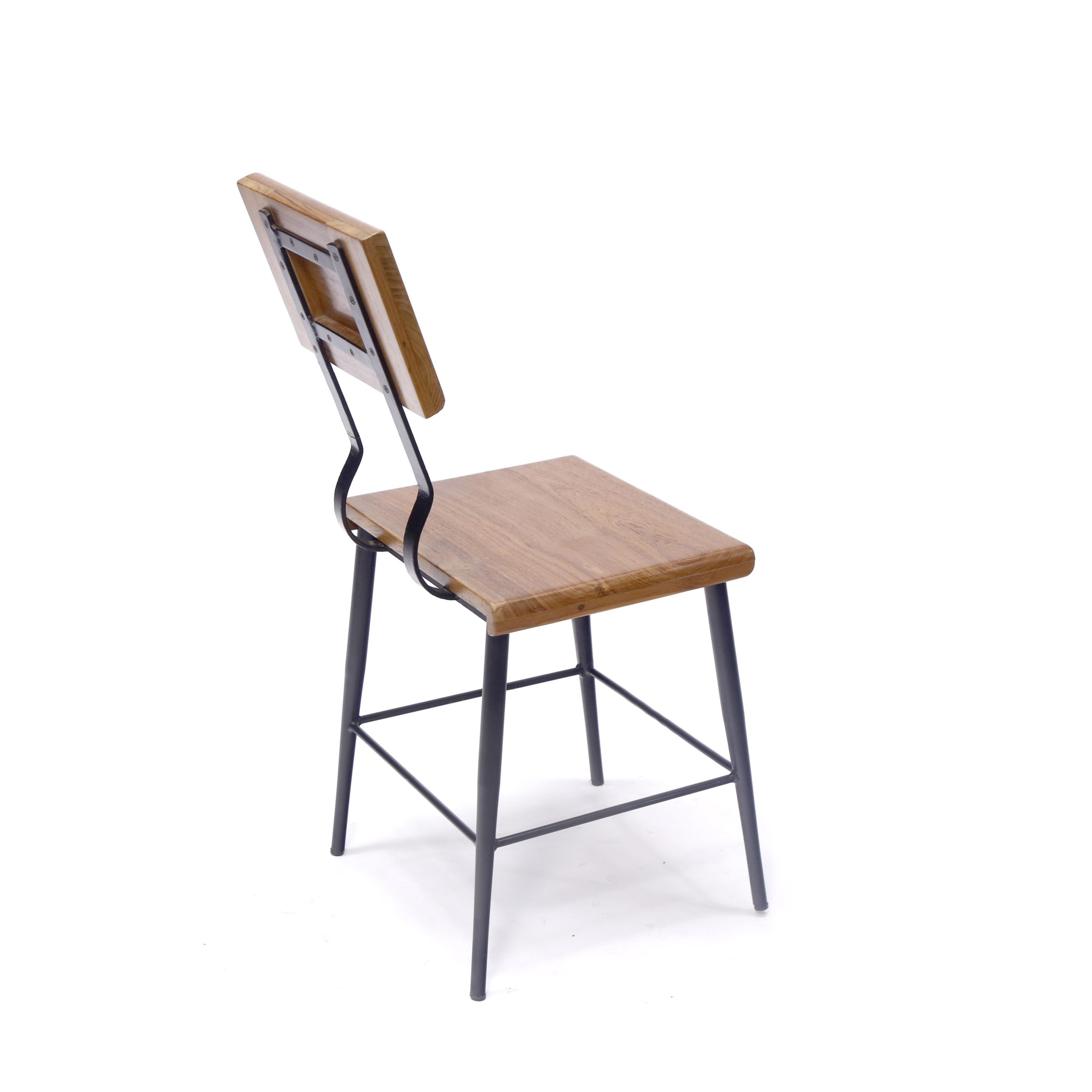 (Set of 2) Teak Wood Metallic Chair Dining Chair