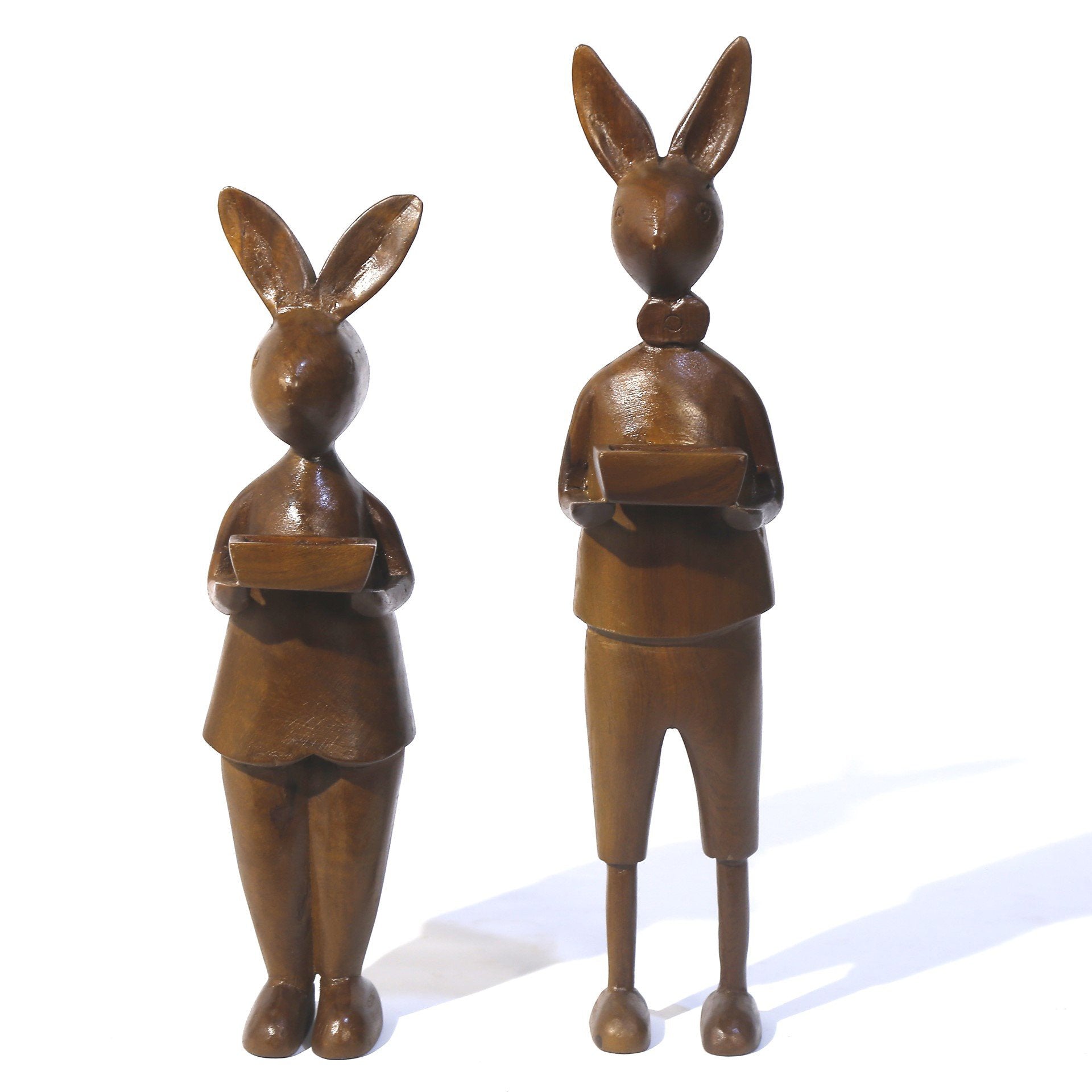 Antique Old Style Wooden Scholar Rabbit Figurine Animal Figurine