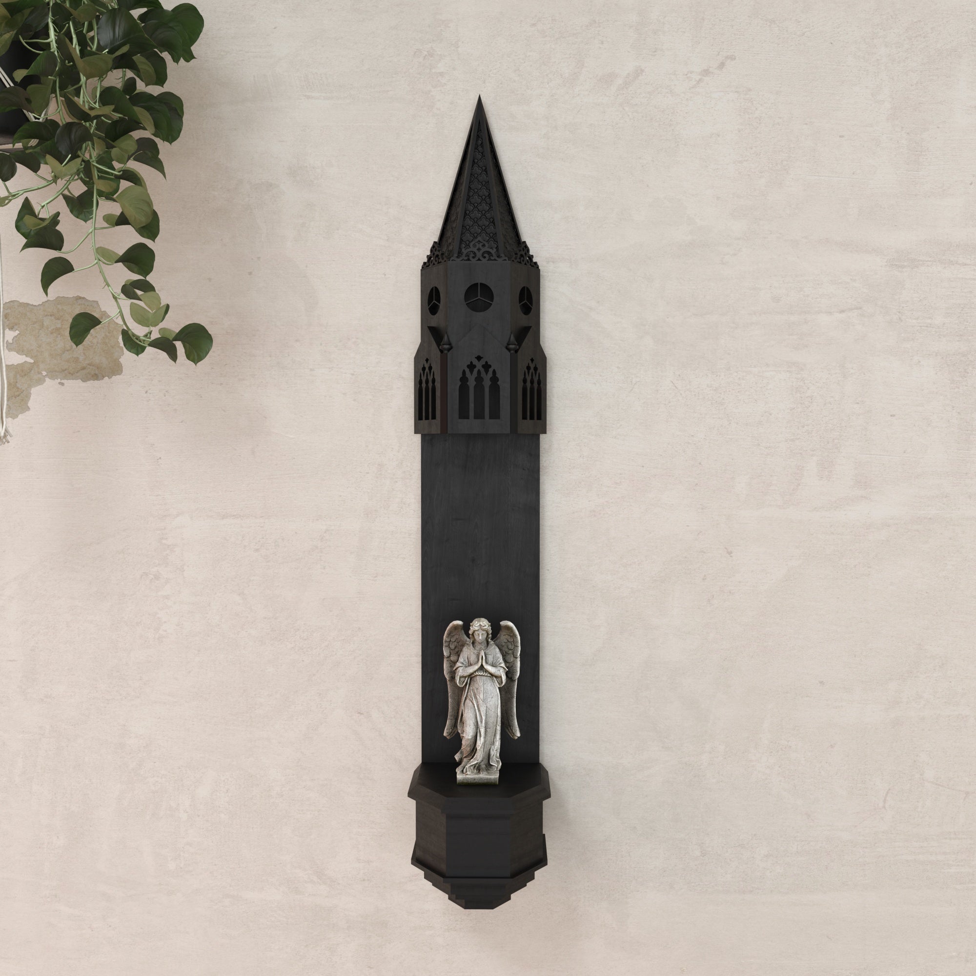 Gothic Wall Altar with Architectural Spire Design Altar